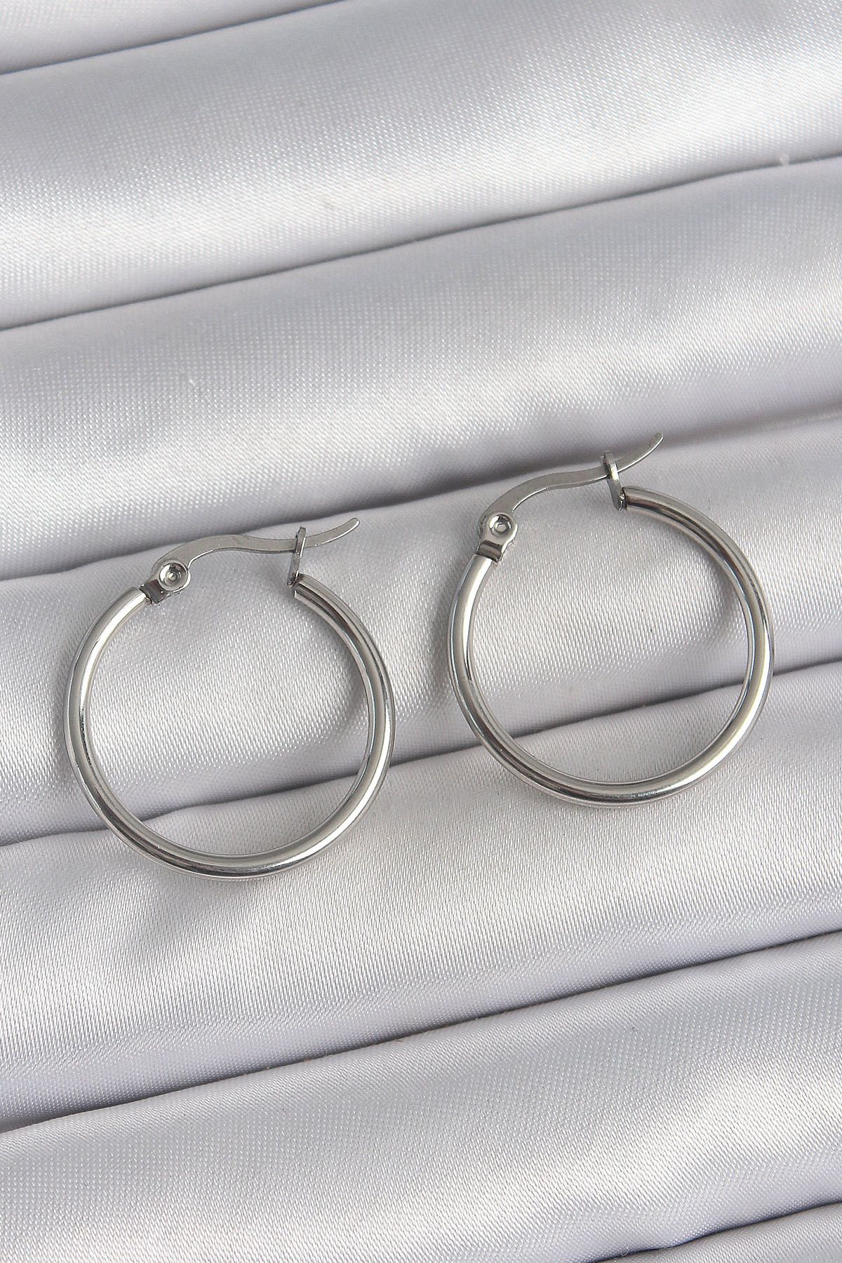 Store 316 Çelik Gümüş Renk 22 mm Halka Model Kadın Küpe