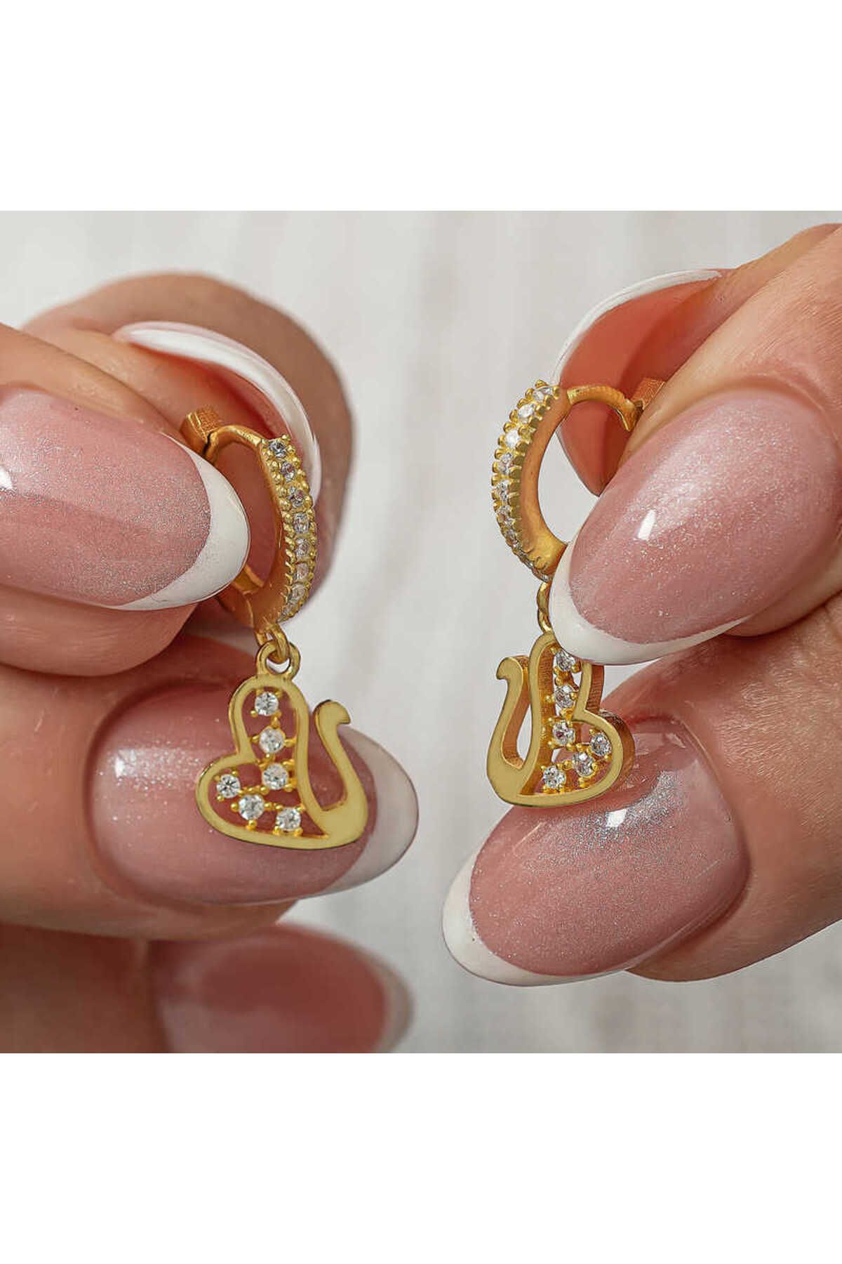 Huramarketing Gümüş Sallantılı Gold Kuğu Kadın Küpe
