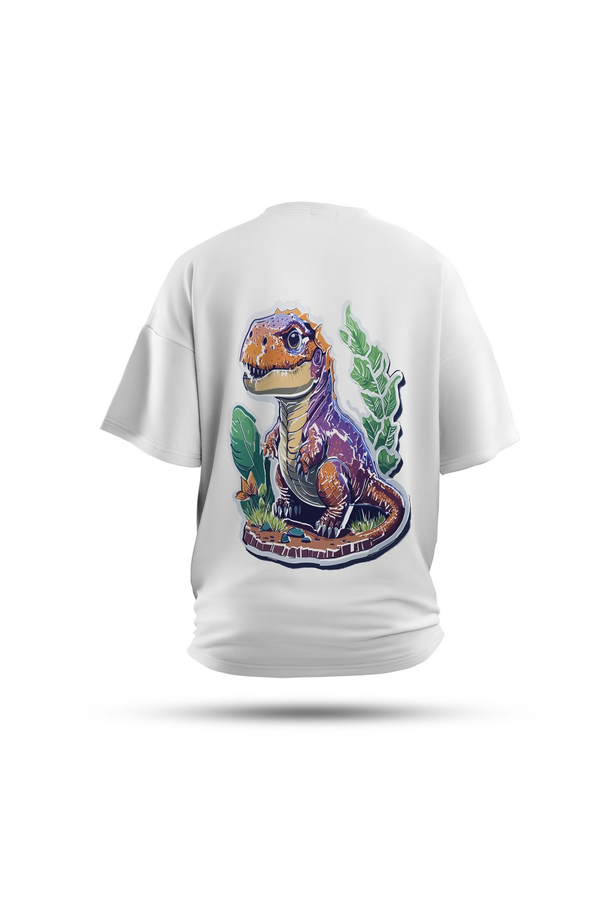 Zestia Unisex T-Shirt, Yavru Dinazor Sırt Baskılı, Regular, %100 Pamuk, Yeşil T-Shirt No: 0043