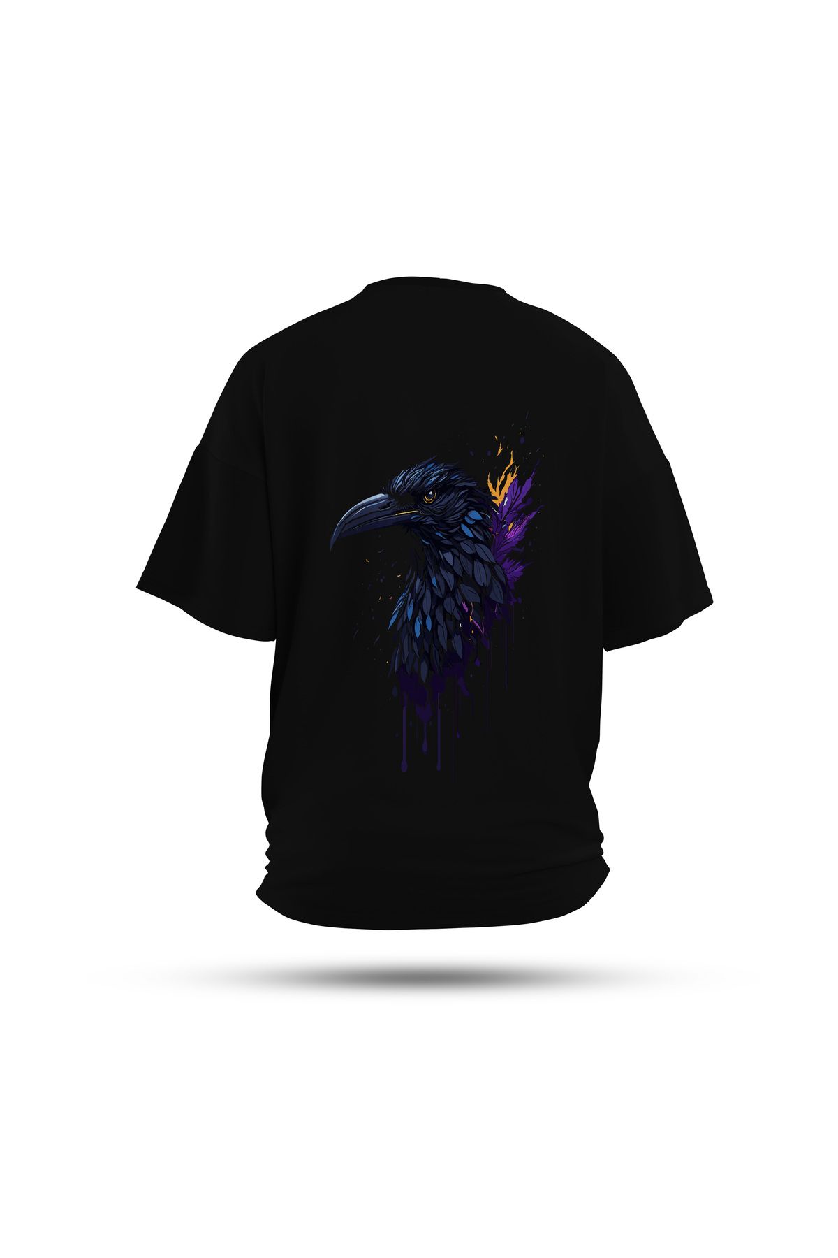 Zestia Unisex T-Shirt, Karga Sırt Baskılı, Regular, %100 Pamuk, Yeşil T-Shirt No: 0041