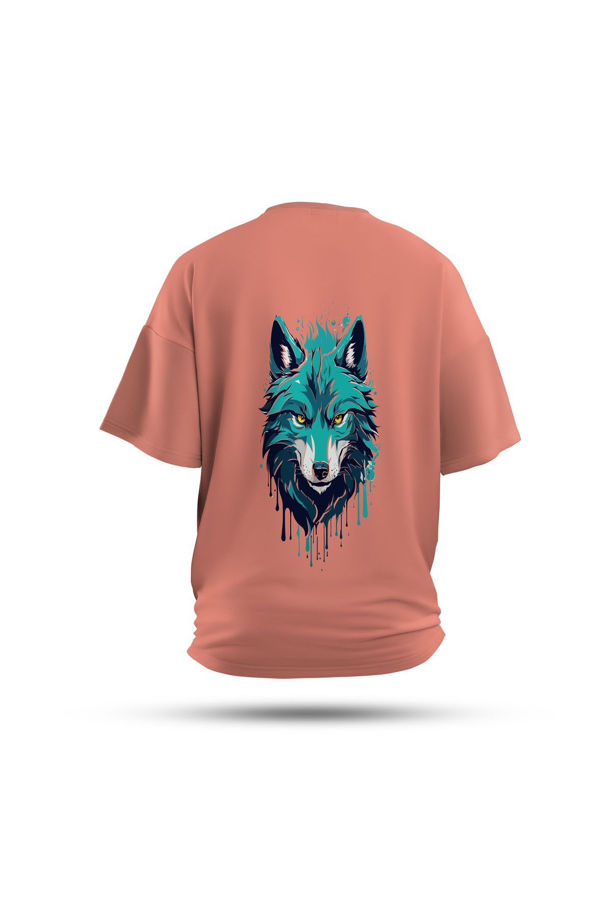 Zestia Unisex T-Shirt, Kurt Sırt Baskılı, Regular, %100 Pamuk, Somon T-Shirt No: 0034