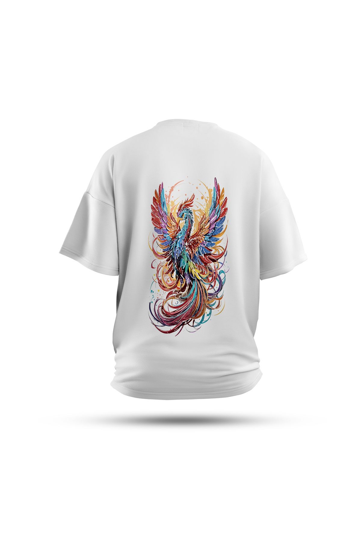 Zestia Unisex T-Shirt, Anka kuşu Sırt Baskılı, Regular, %100 Pamuk, Beyaz T-Shirt No: 0031