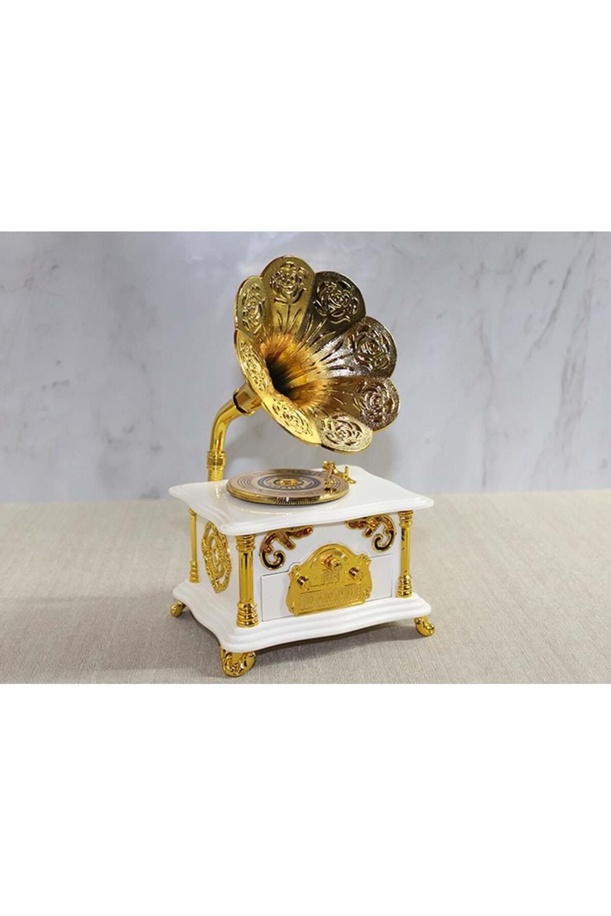 Huramarketing Gramafon Müzik Kutusu Beyaz