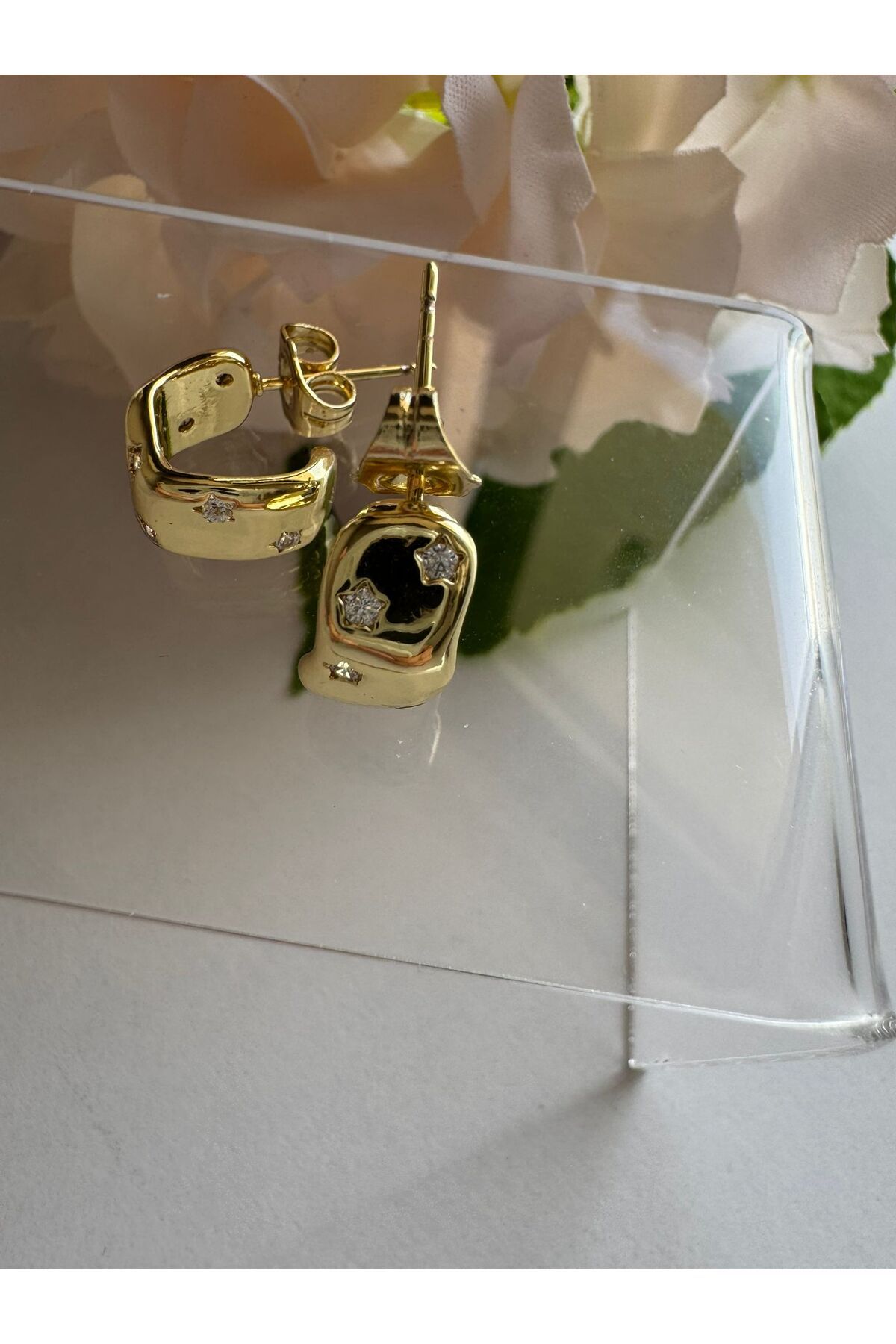 MODA 14K Rengi Vip Seri Çelik Minik Küpe 12mm