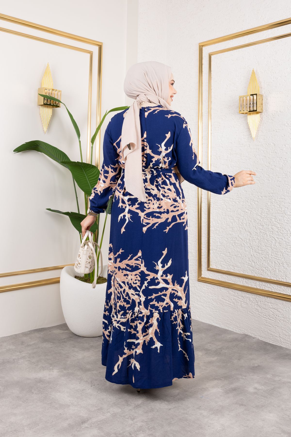 HMZ tesettür desenli elbise