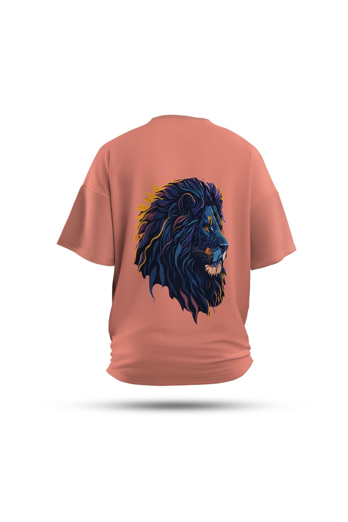 Zestia Unisex T-Shirt, Aslan Sırt Baskılı, Regular, %100 Pamuk, Somon T-Shirt No: 0026