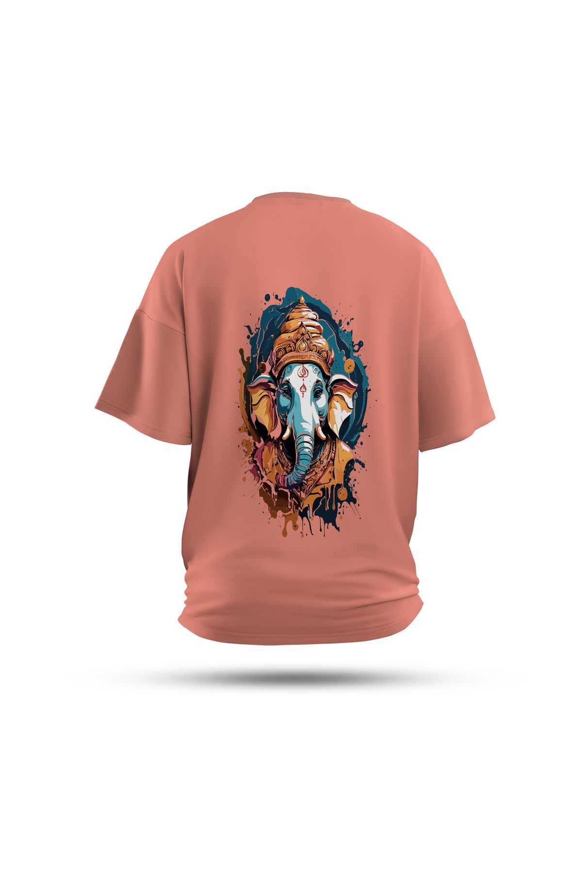 Zestia Unisex T-Shirt, Fil Sırt Baskılı, Regular, %100 Pamuk, Somon T-Shirt No: 0039