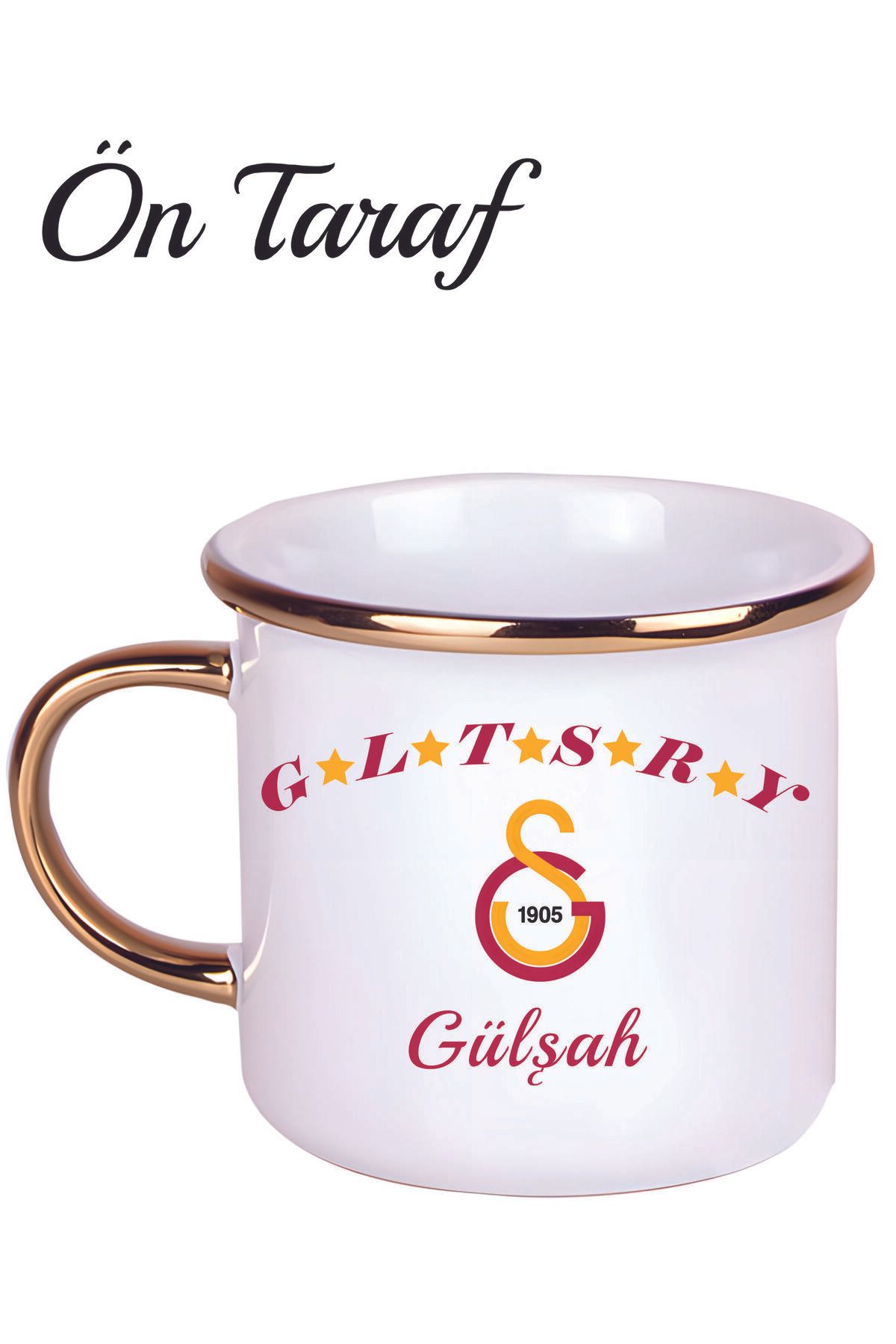 Kreax Kişiye Özel Galatasaray Kupa Bardak Altın Yaldızlı Enamel