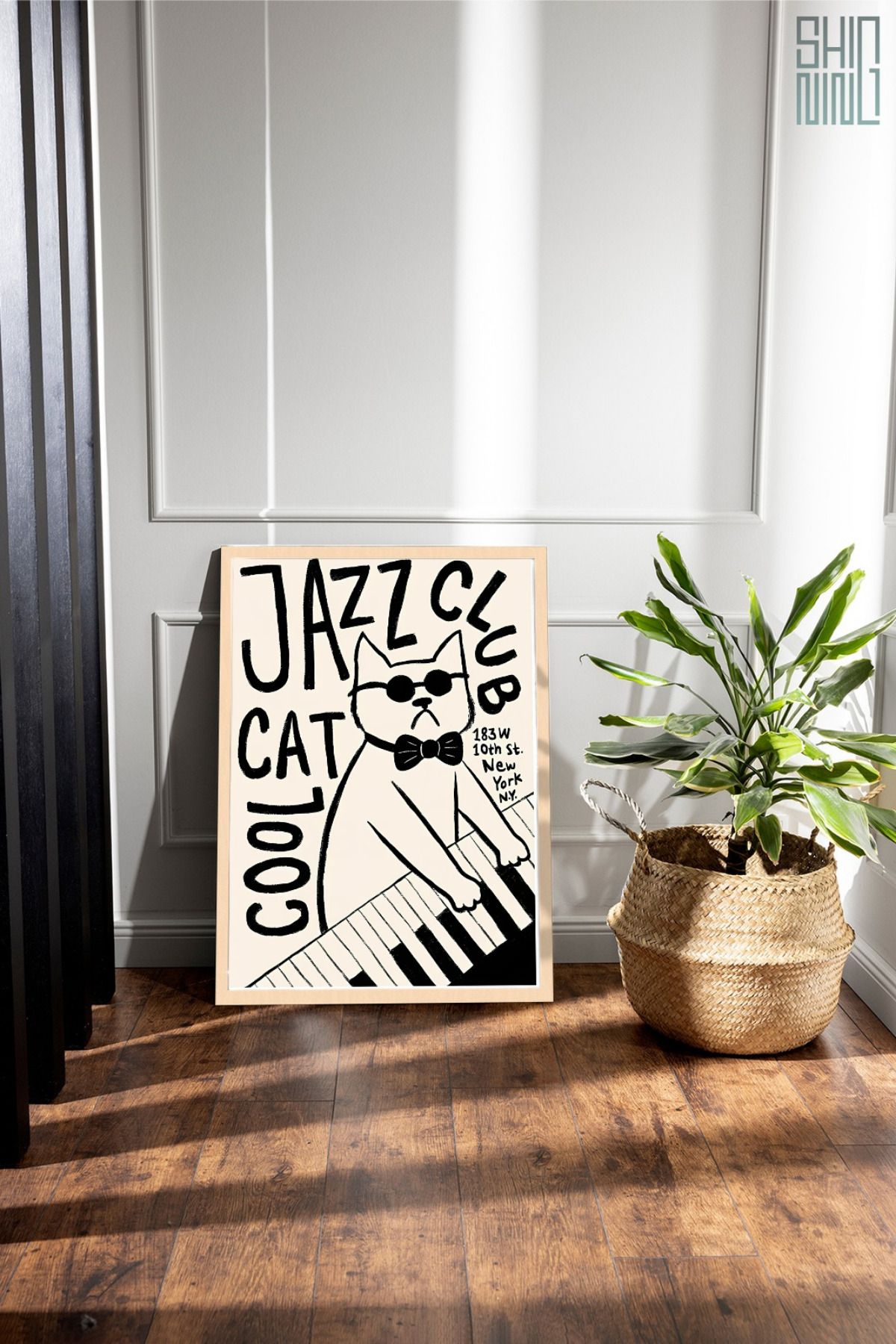 Home Çerçeveli "COOL CAT JAZZ CLUB" Tasarım Afiş Tablo - Duvar Dekorasyon
