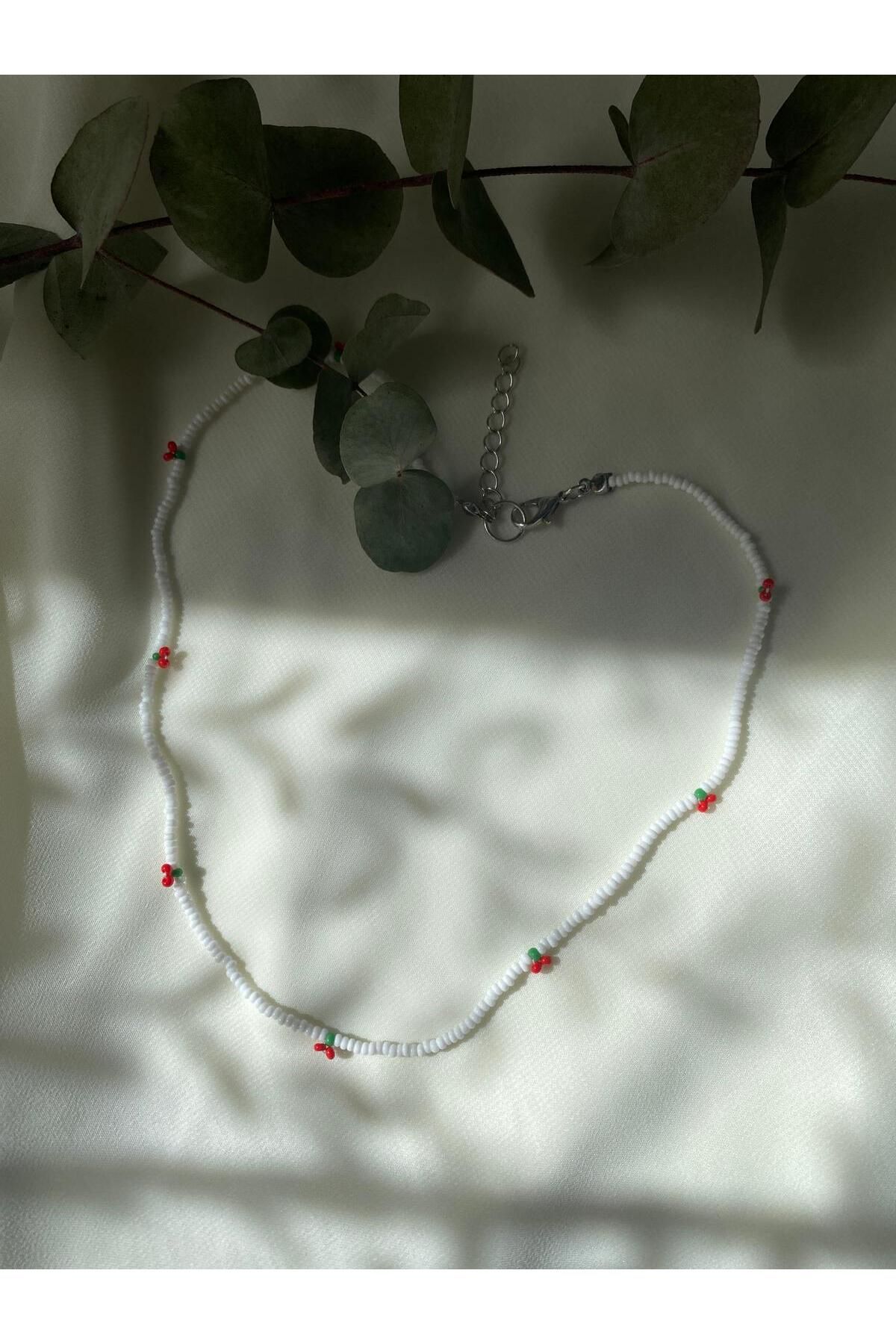 sabiha aksesuar-Sand Bead Cherry Model Necklace 5