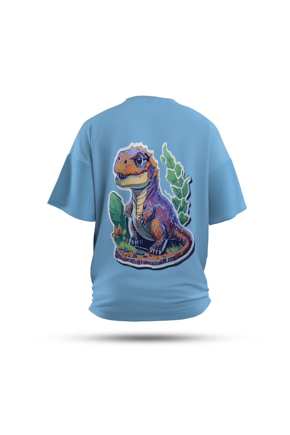 Zestia Unisex T-Shirt, Yavru Dinazor Sırt Baskılı, Regular, %100 Pamuk, Yeşil T-Shirt No: 0043