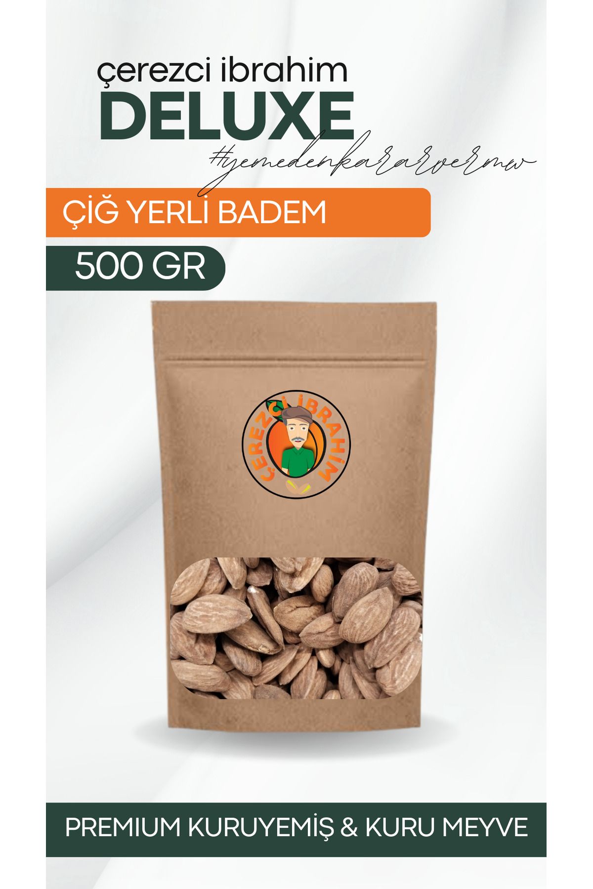 Çerezci İbrahim 500 GR Çiğ Yerli Badem İçi