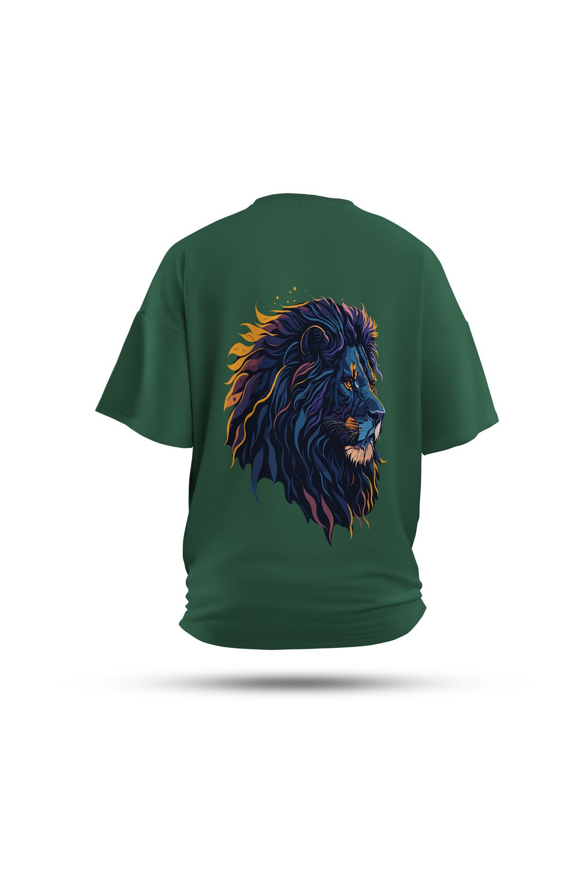 Zestia Unisex T-Shirt, Aslan Sırt Baskılı, Regular, %100 Pamuk, Yeşil T-Shirt No: 0026