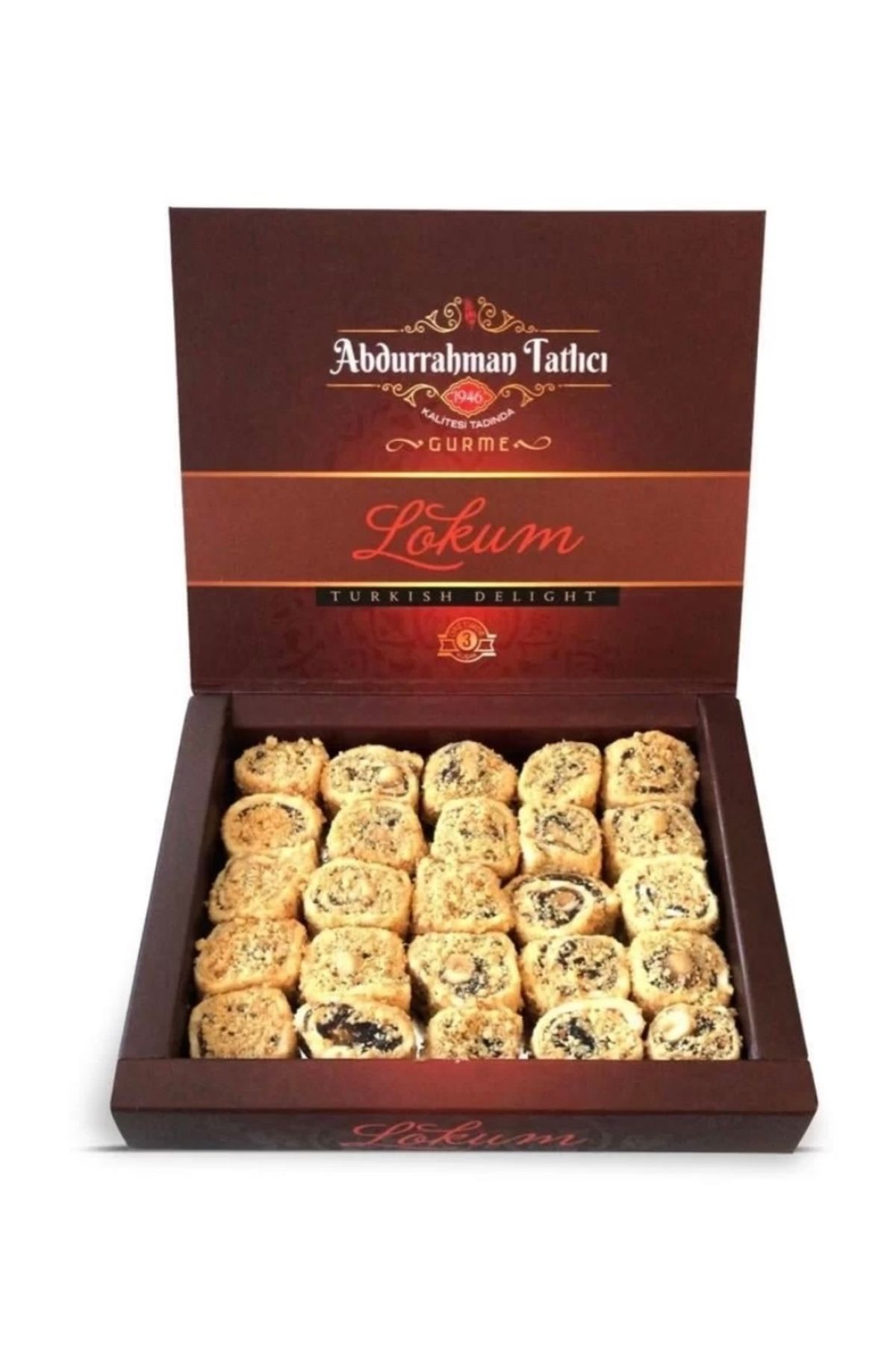 Abdurrahman Tatlıcı GLUTENSİZ Sultan Sarma Toz Fındık Kaplı Fındıklı Lokum 500 gr