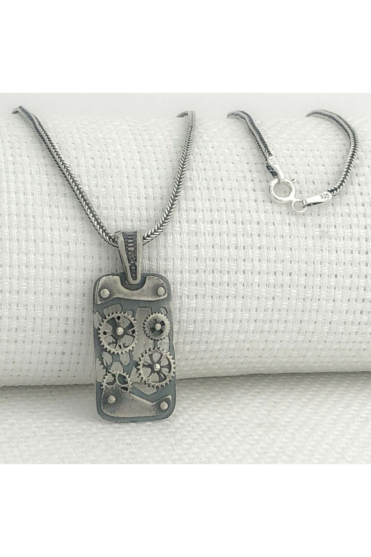 MODA925 925 Ayar Gümüş Saat Çarkı Mekanizma Gümüş Kolye