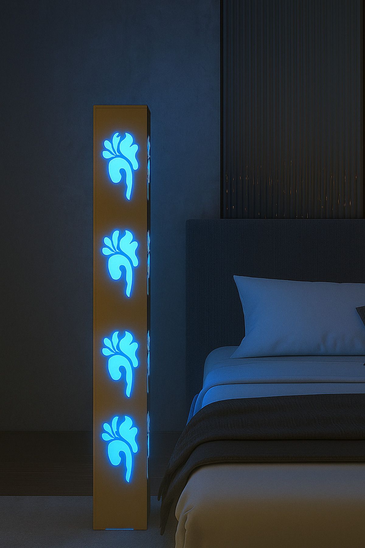 ARTILED RGB Çiçek Desenli Dekoratif Akıllı Lambader – Mobil Uyumlu Metal Gövde