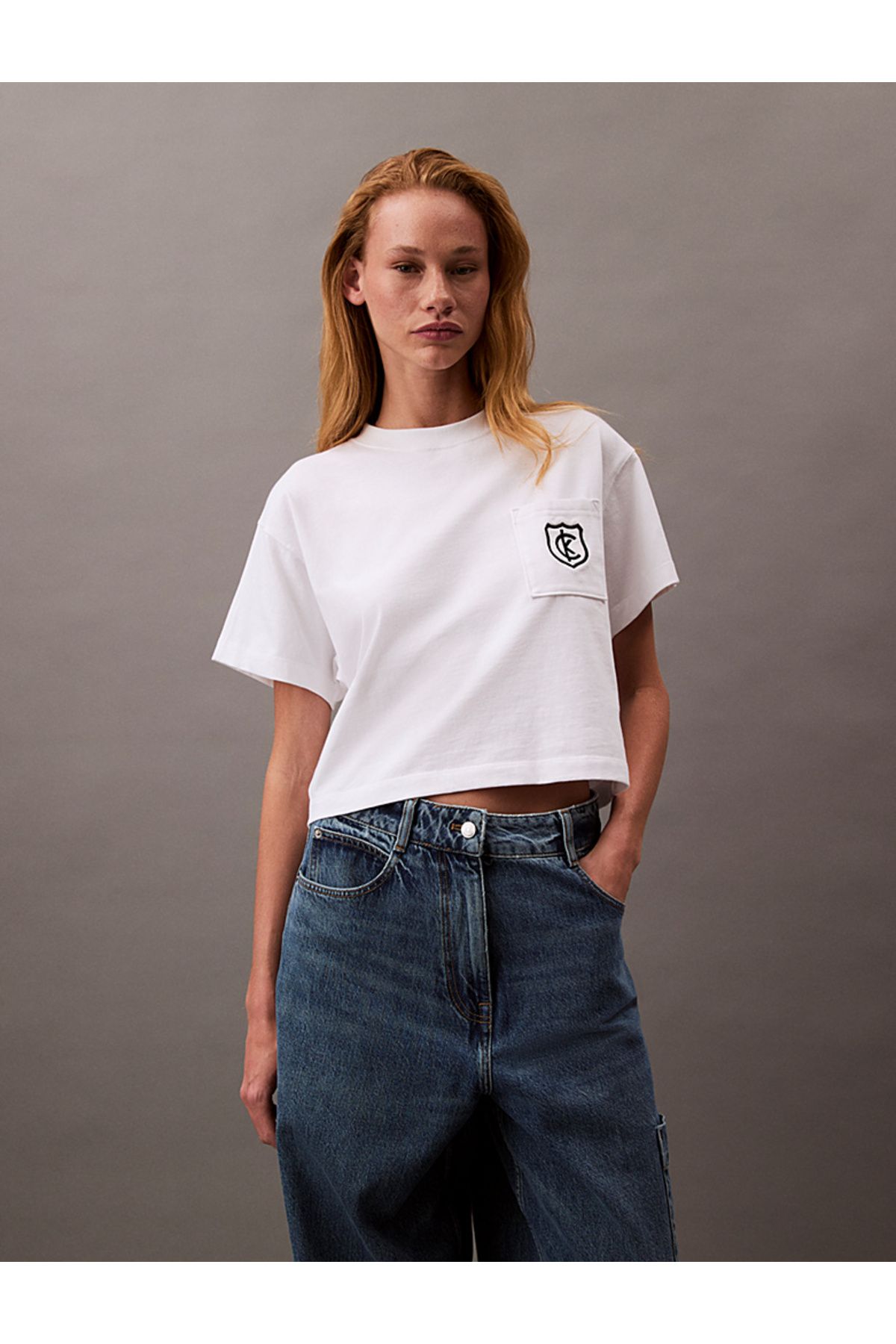 Calvin Klein Cropped Shield Logo T-Shirt