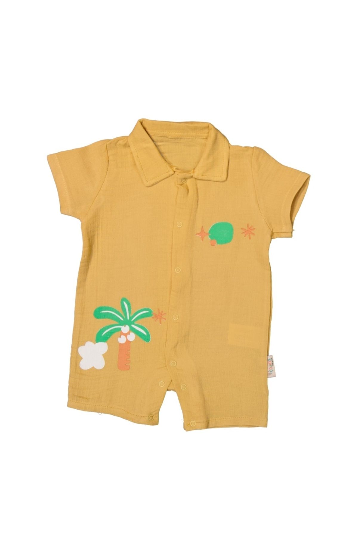 Baby Unisex Bebek Palmiye Baskılı Yazlık Müslin Tulum