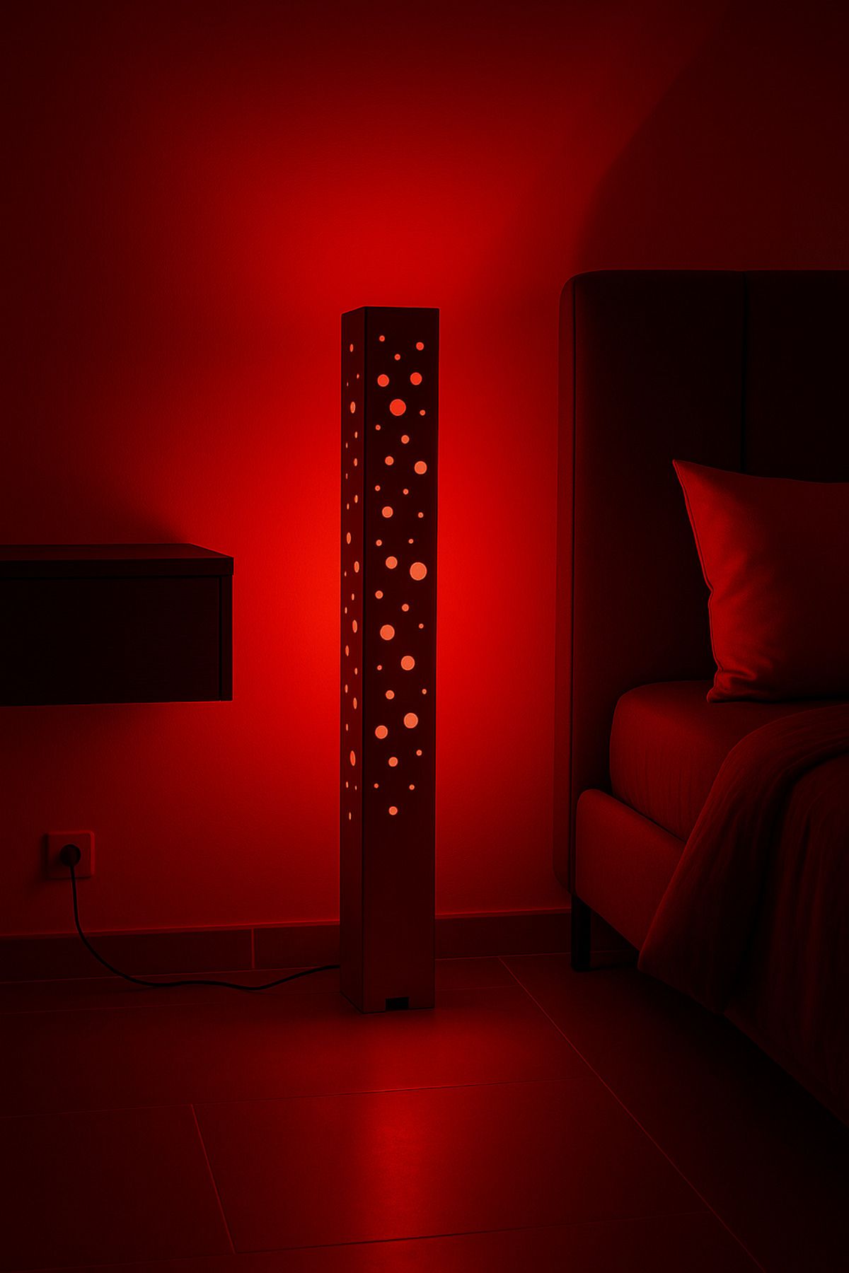 ARTILED RGB Köpük Desenli Dekoratif Akıllı Lambader – Mobil Uyumlu Metal Gövde