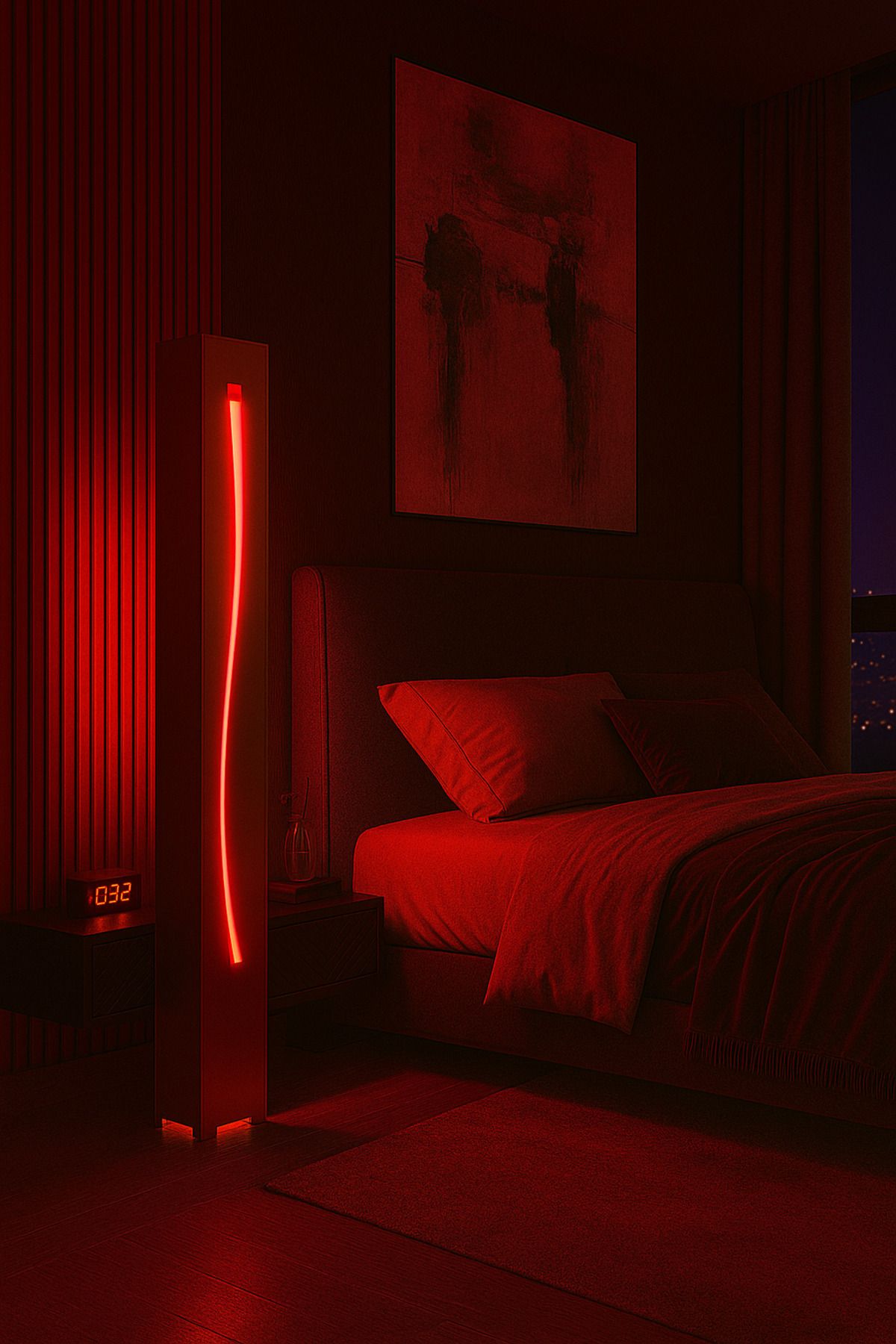 ARTILED RGB Çizgi Desenli Dekoratif Akıllı Lambader – Mobil Uyumlu - Metal Gövde