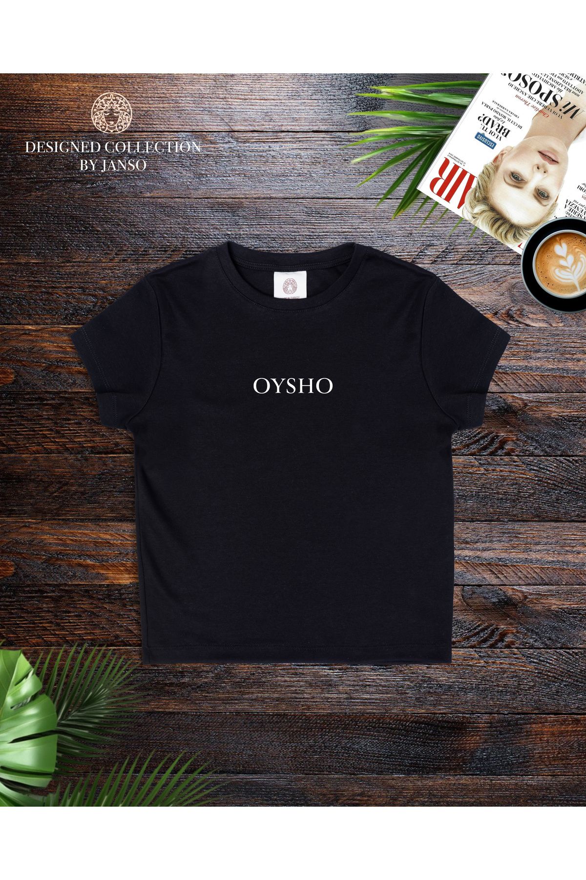 JANSO GROUP -KADIN CROP TSHIRT BASKILI PAMUKLU