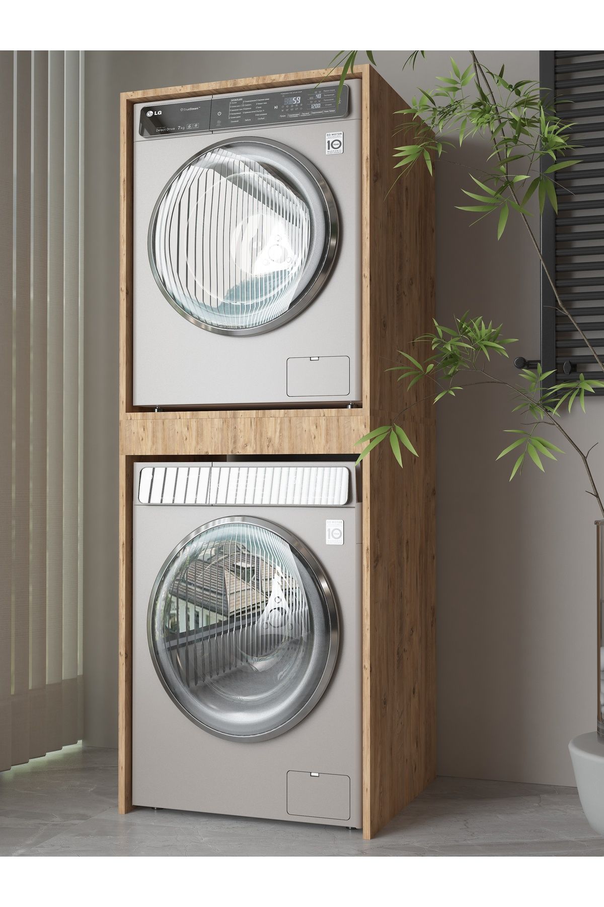 LXV DİZAYN Banyo Dolabı Çamaşır ve Kurutma Makinesi Dolabı Çekmeceli