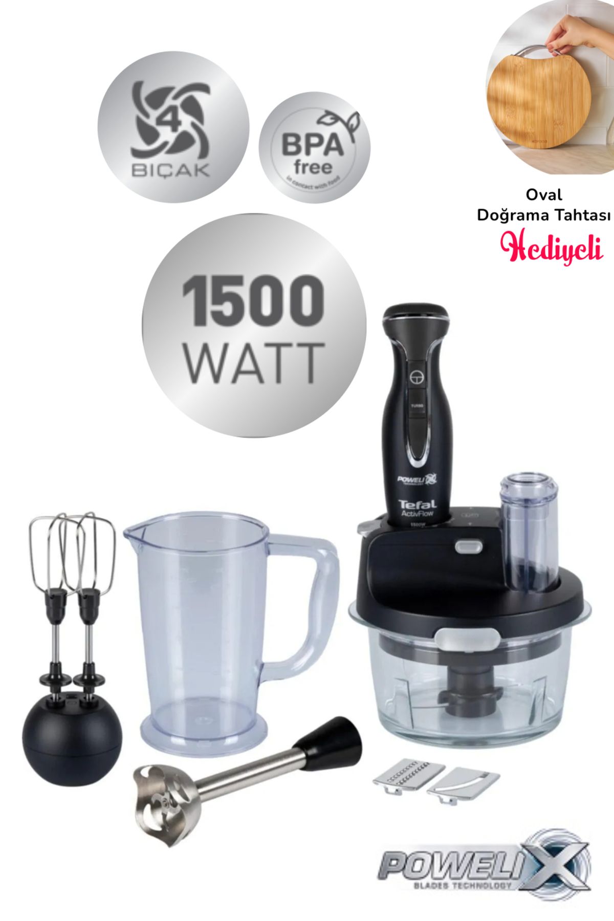 TEFAL Birinci Sınıf 1,5L Cam Hazne - Buz Kırma - Paslanmaz Çelik 4 Bıçaklı Blender 1500W - 910004672