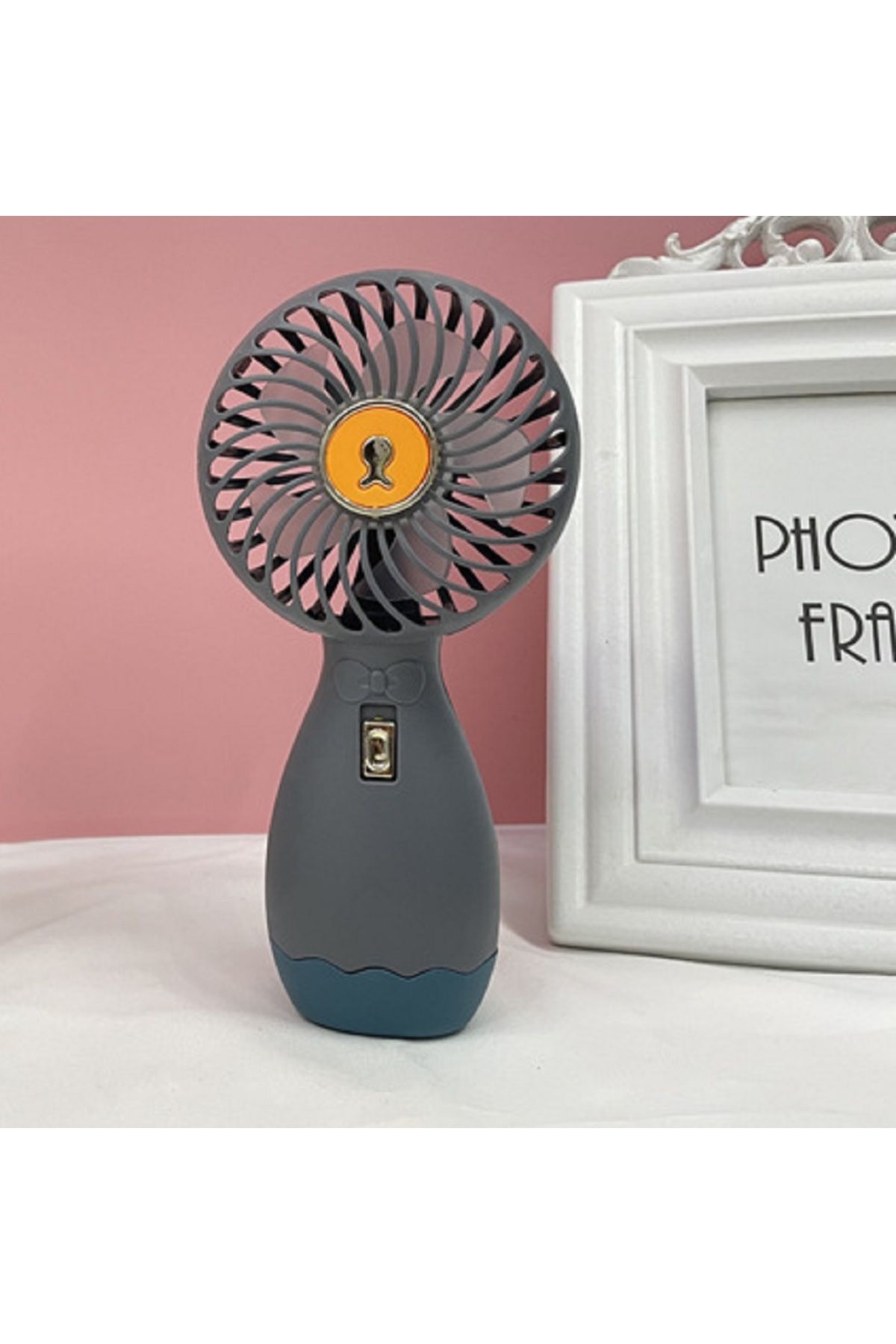 Livava Ayıcıklı Mini Fan, Usb li ve Şarj Edilebilir, Gri, 16x8