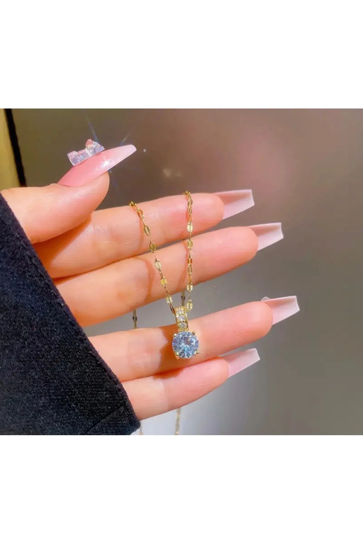LAVİNYAMJEWELLERY KADIN ÇELİK DAMLA KARE GOLD KOLYE 316L
