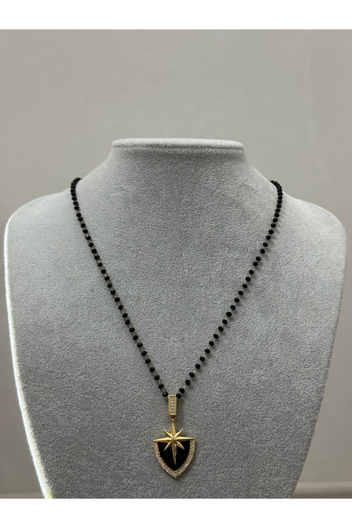 XUPING JEWELRY 18K yıldız detaylı boncuklu çelik kolye paslanmaz kararmaz