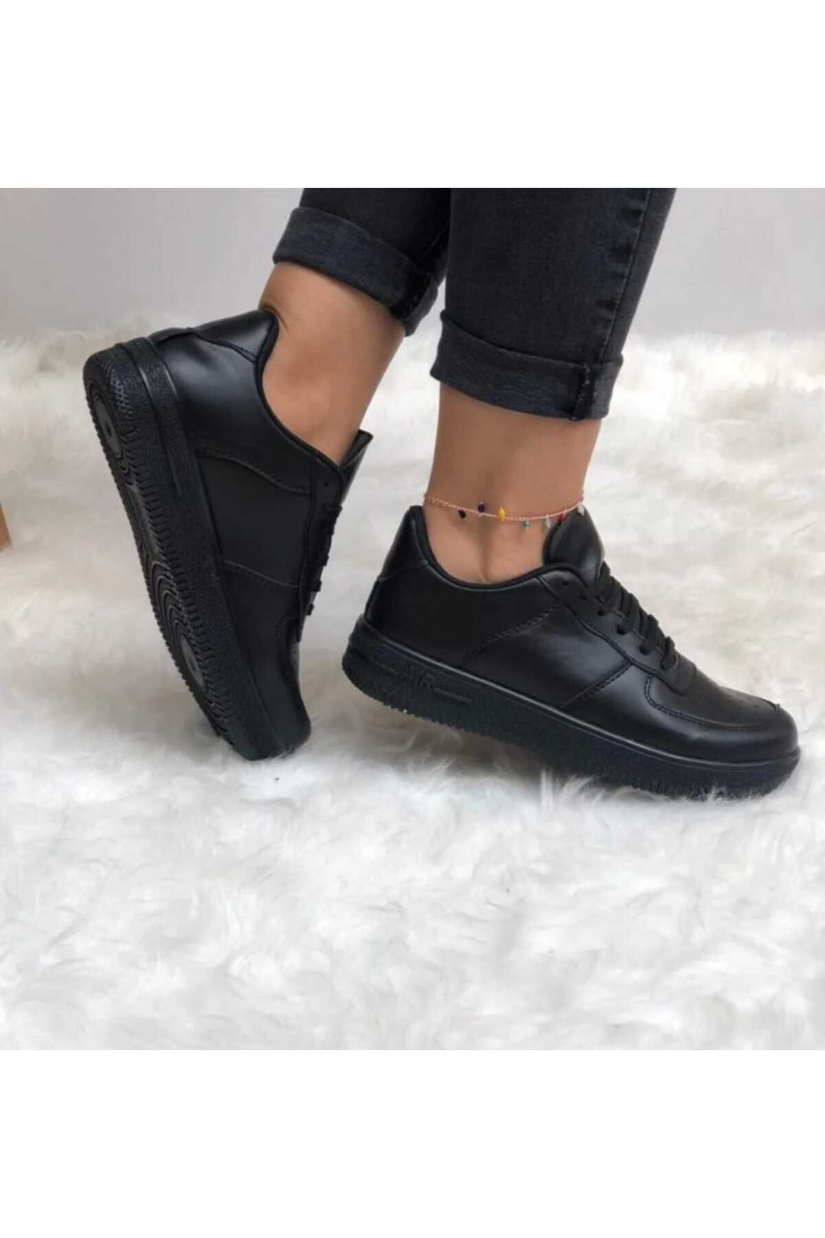 KDY UNİSEX BEYAZ-SİYAH AİR SNEAKER GÜNLÜK FORCE SPOR AYAKKABI