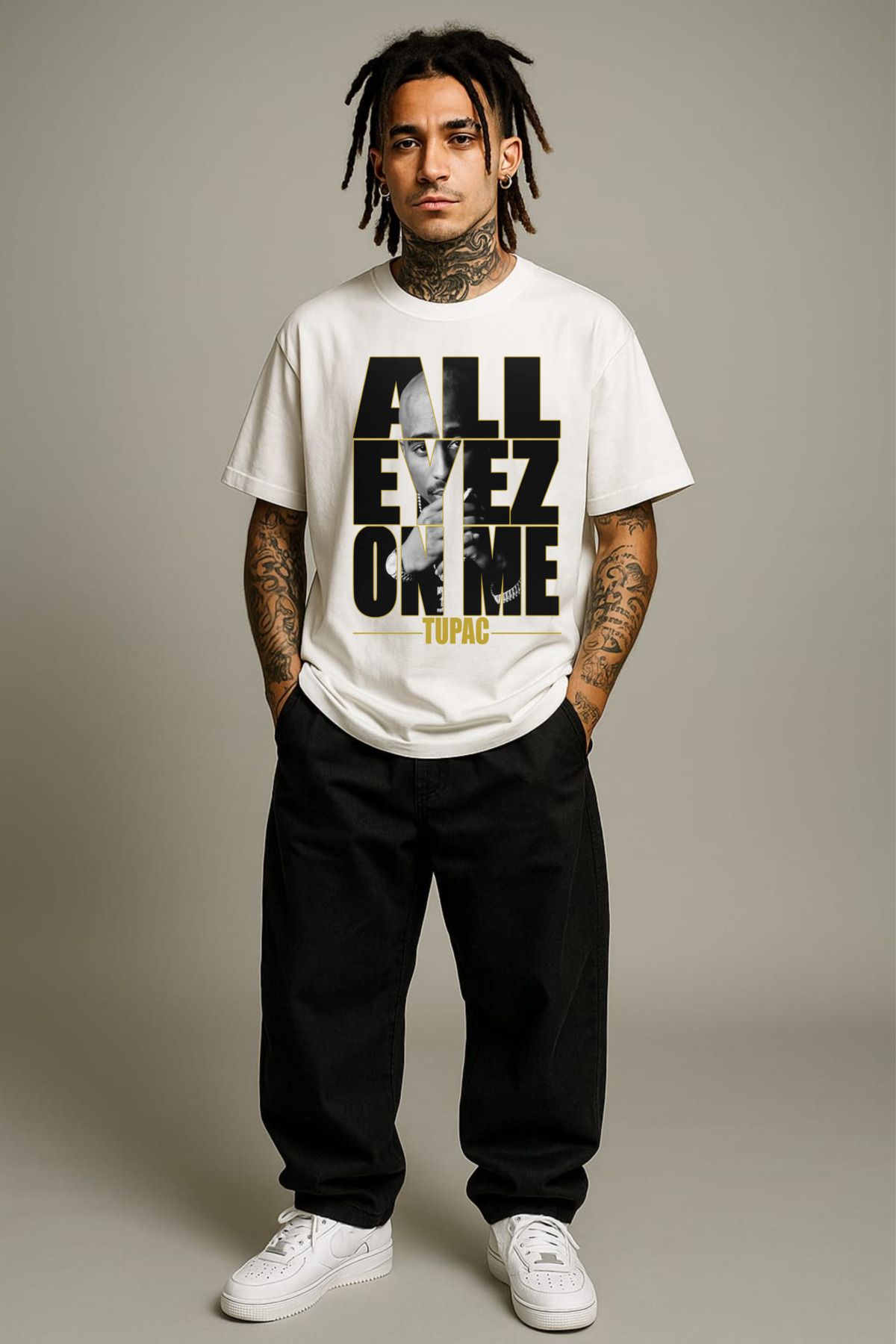MAYK STREETWEAR OVERSIZE TSHIRT - UNISEX ALL EYEZ ON ME BASKILI TSHIRT