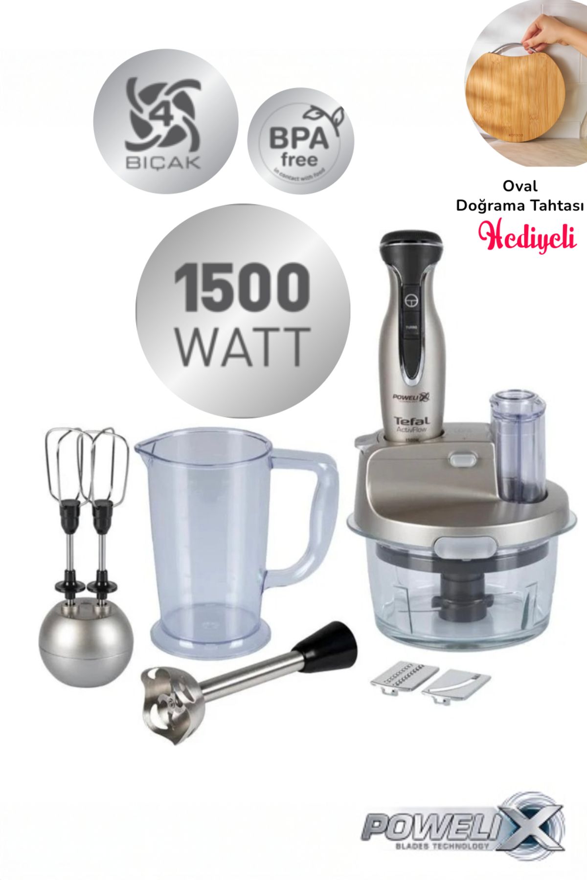 TEFAL Birinci Sınıf 1,5L Cam Hazne - Buz Kırma - Paslanmaz Çelik 4 Bıçaklı Blender 1500W - 910004672