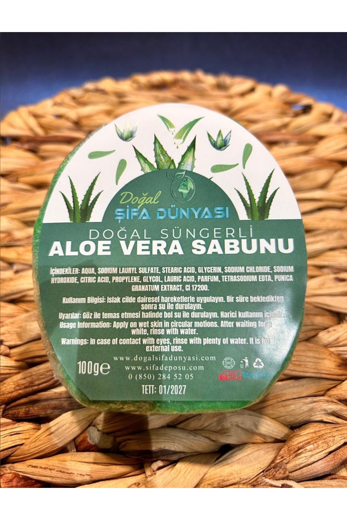DogalSifaDünyası Aloevera Özlü Doğal Süngerli Sabun
