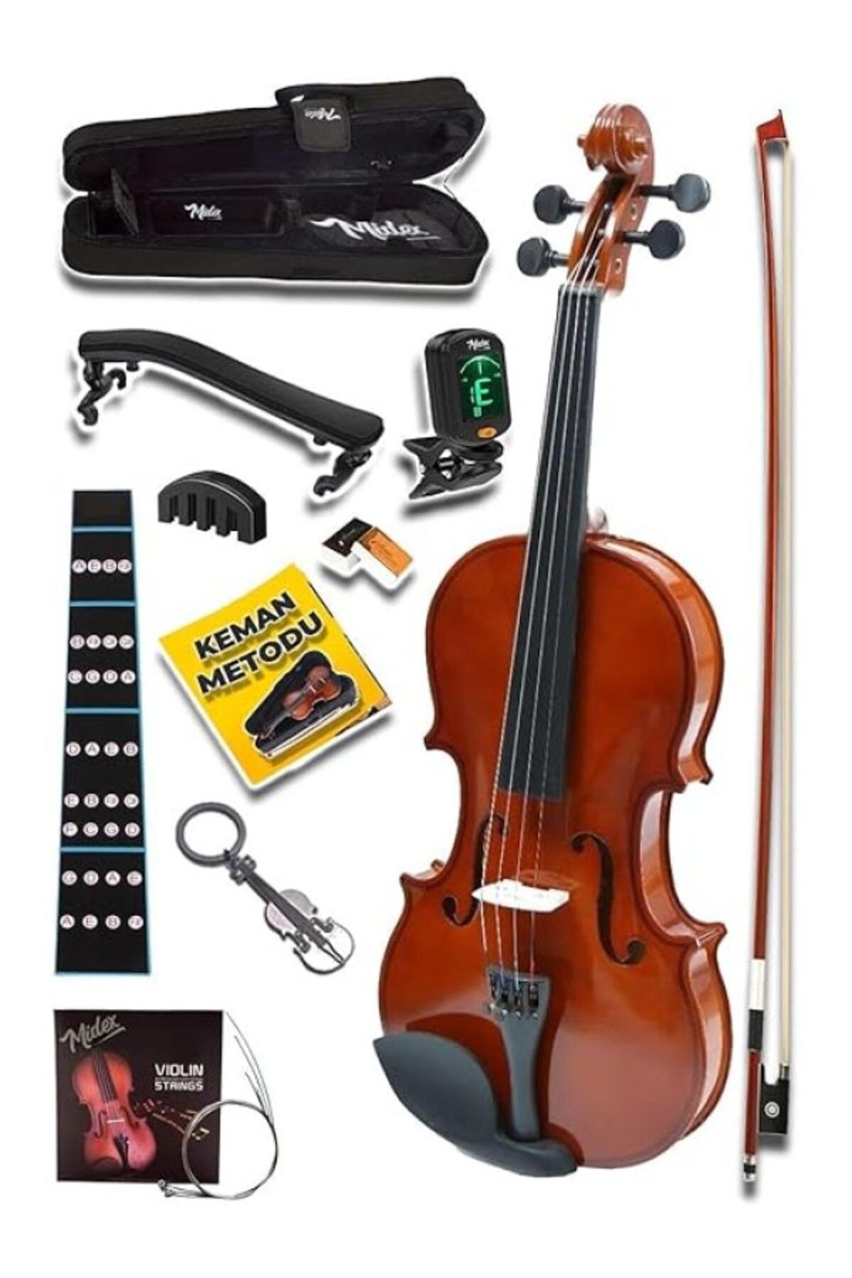 ShopZum Cvl-742-Pak Kemanı 8-10 Yaş 1/2 (Yastık Tuner Susturucu Çanta Yay Tel Reçine)