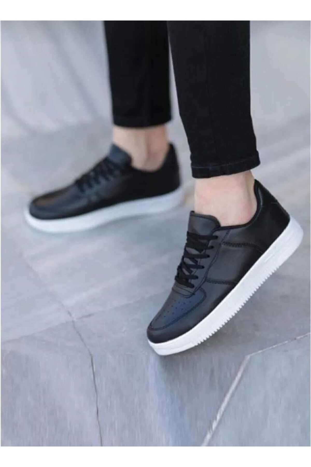 KDY UNİSEX BEYAZ-SİYAH AİR SNEAKER GÜNLÜK FORCE SPOR AYAKKABI