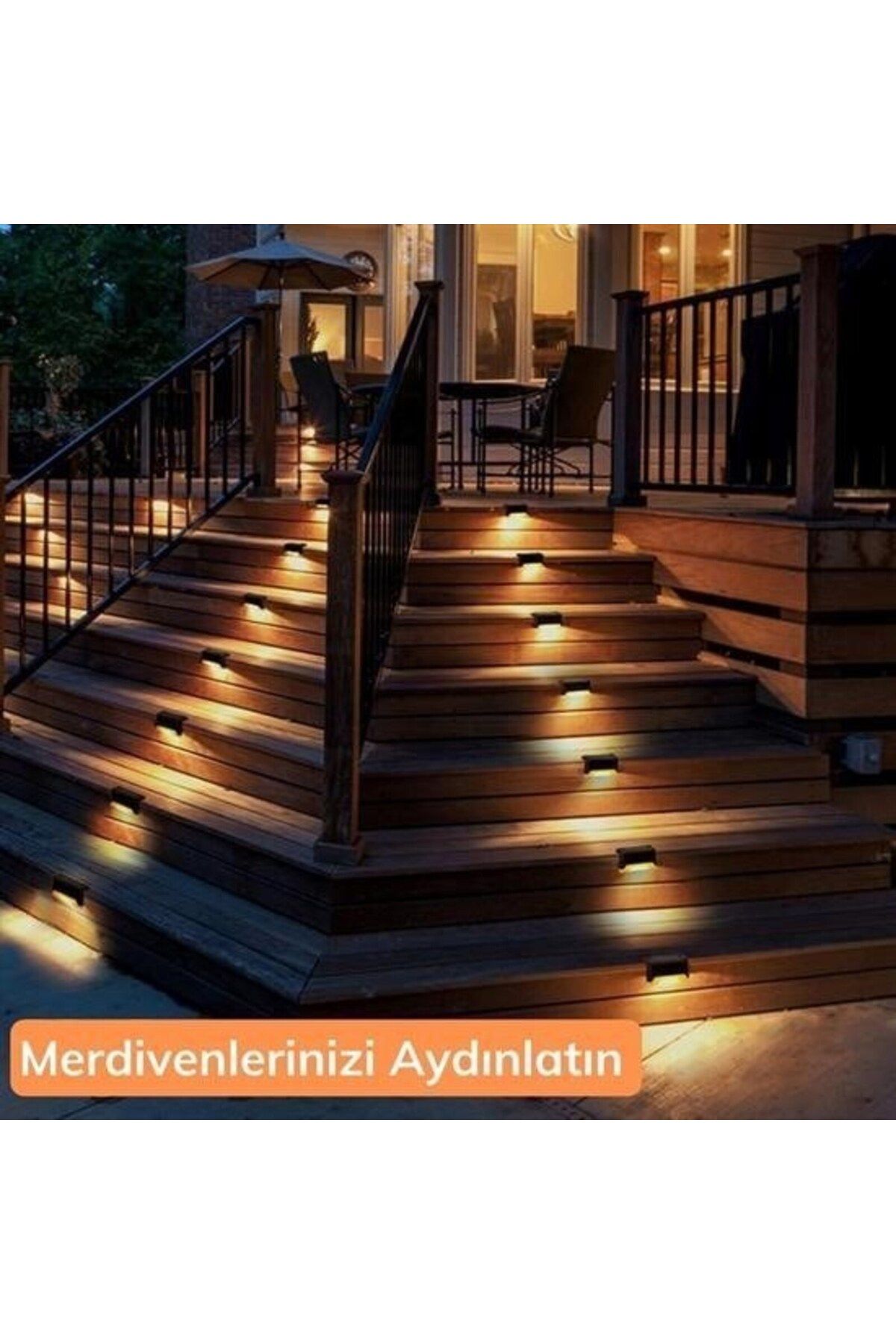 aybke, Solar Güneş Enerjili Şarj Edilen Köşebent Merdiven Veranda Bahçe Yolu Led Lamba Işık 4 Adet