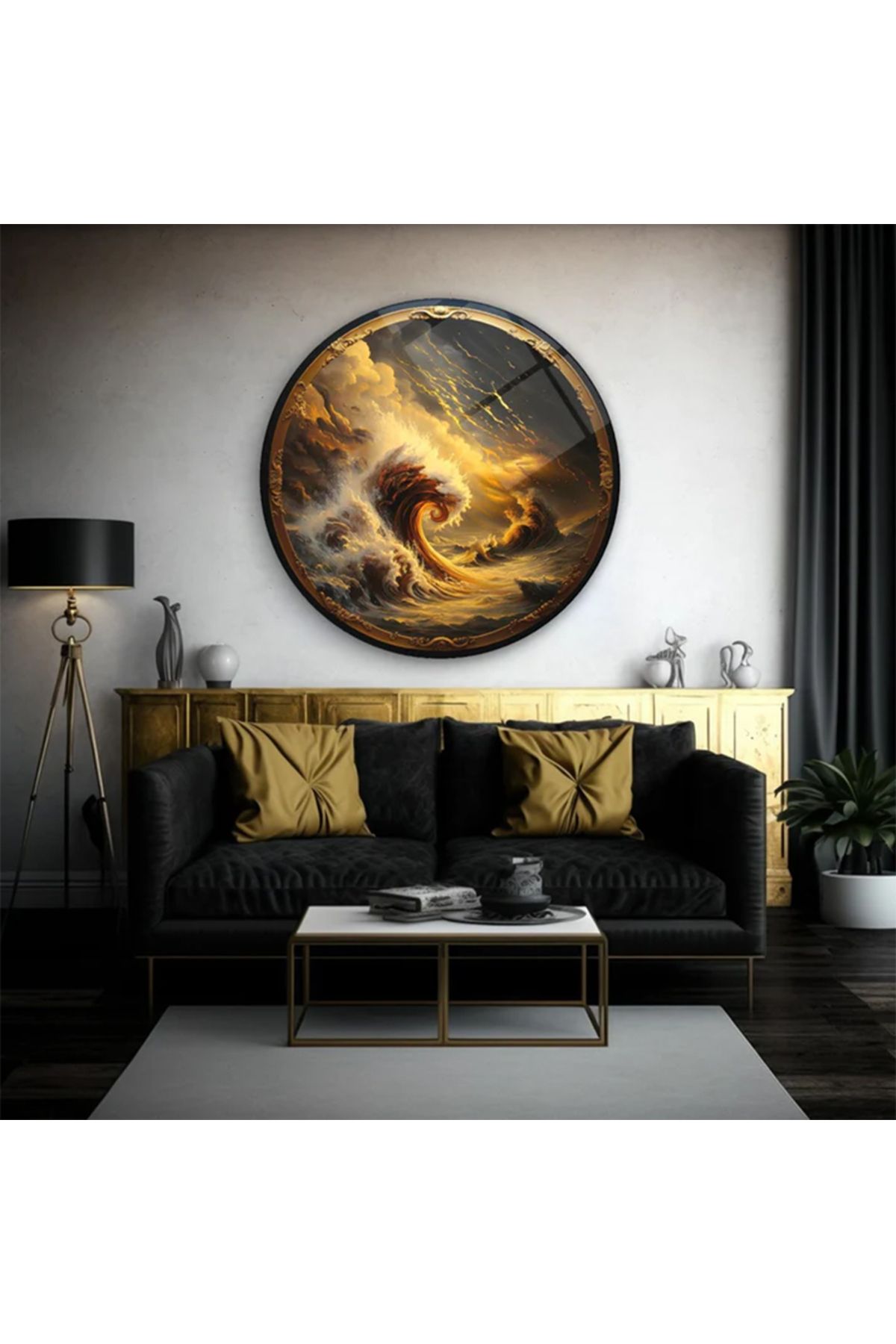 TAULART SOYUT DALGA TASARIMI LÜKS KIRILMAZ MODERN CAM TABLO HEDİYE TABLO MODERN TABLO