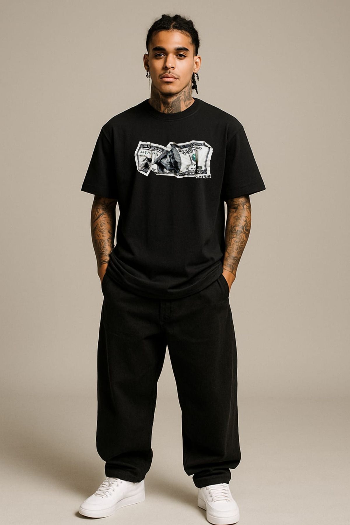 MAYK STREETWEAR OVERSIZE TSHIRT - UNISEX 100DOLLARS BASKILI TSHIRT