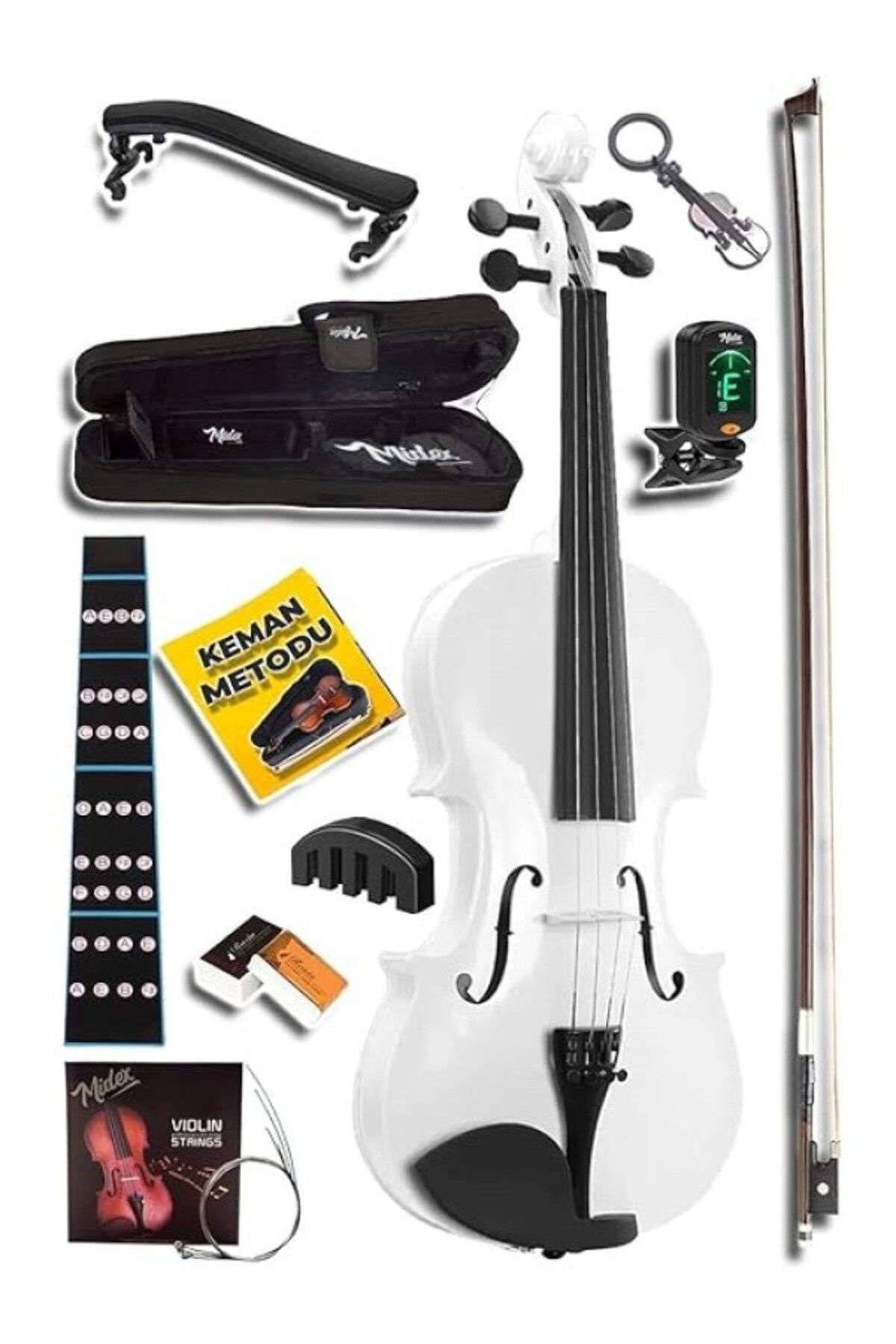 ShopZum Hga44Wh-Pak Beyaz 4/4 Tam Boy Keman Seti (Yastık Tuner Susturucu Çanta Yay Reçine)