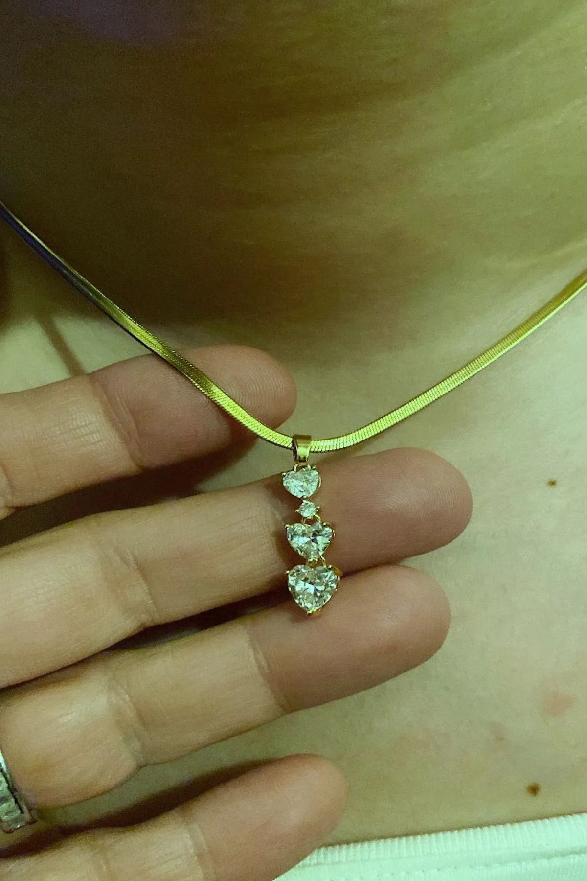 LAVİNYAMJEWELLERY ÜÇ TEK TAŞLI ÇELİK KOLYE 316L