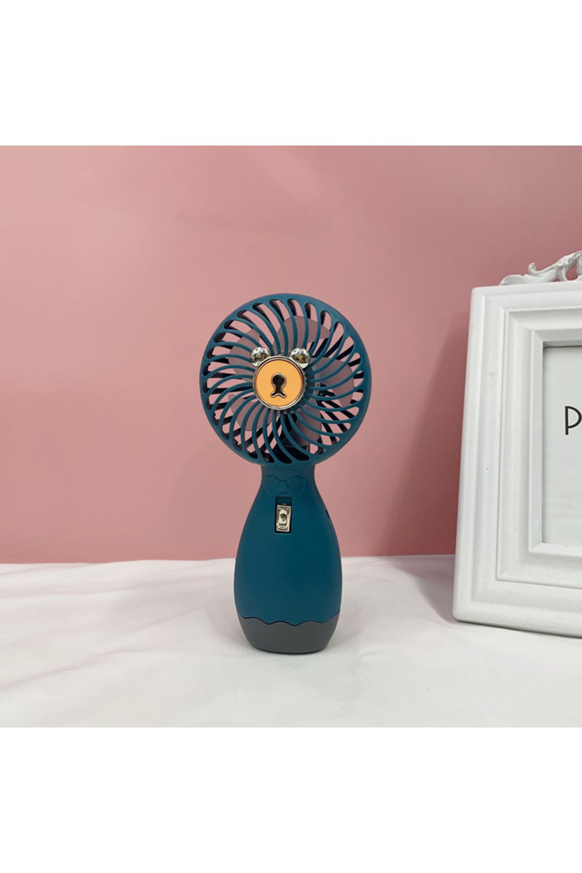 Livava Ayıcıklı Mini Fan, Usb li ve Şarj Edilebilir, Mavi, 16x8