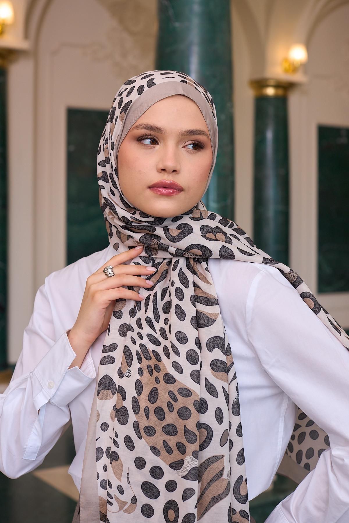 İpekhan İpekhan Soft Şal Ekru Leopar 3050-06
