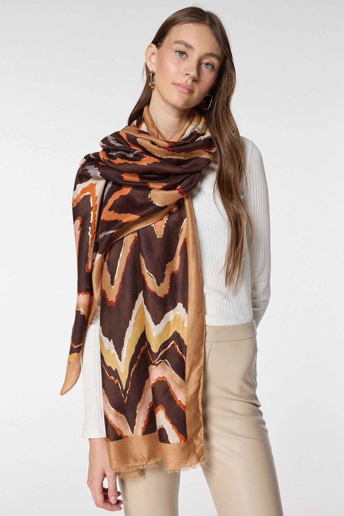 bacc Vizon Zigzag Desenli Varaklı Şal BCNSV-2515087