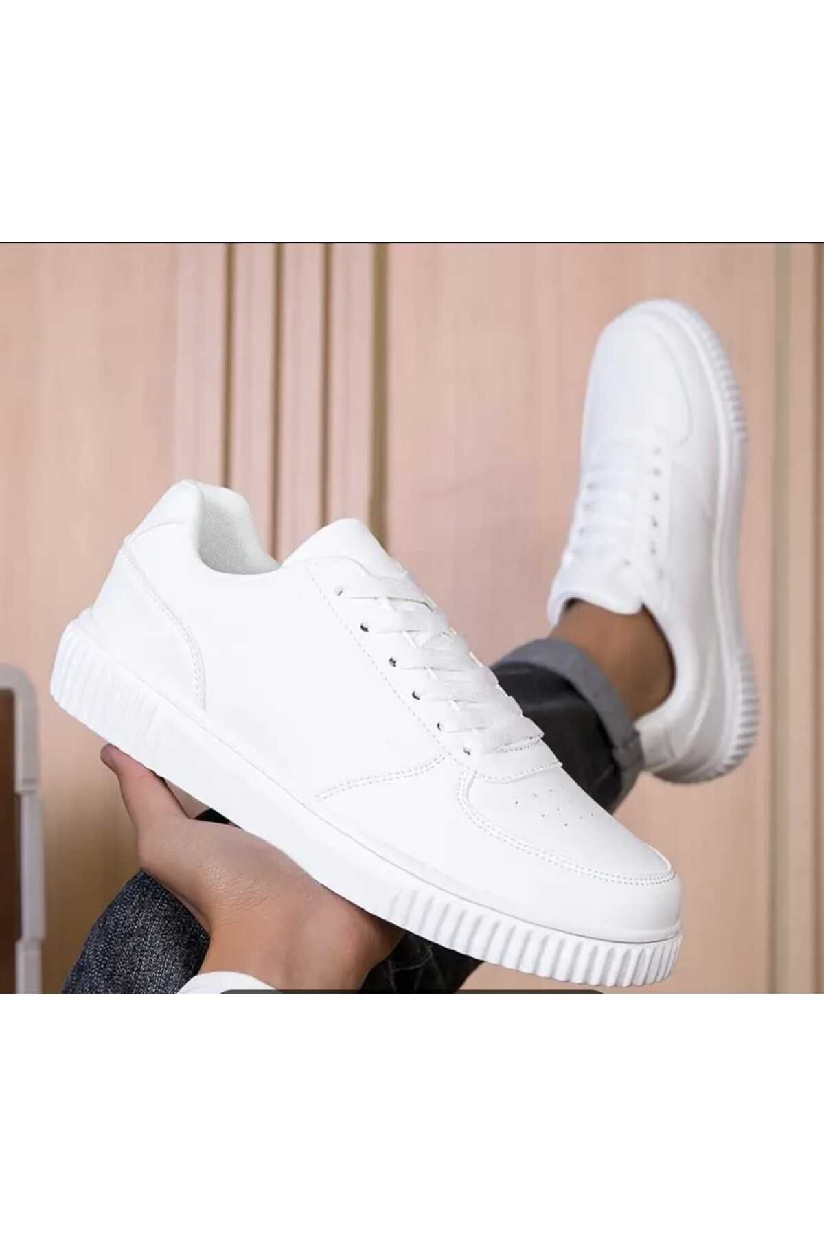 KDY UNİSEX BEYAZ-SİYAH AİR SNEAKER GÜNLÜK FORCE SPOR AYAKKABI