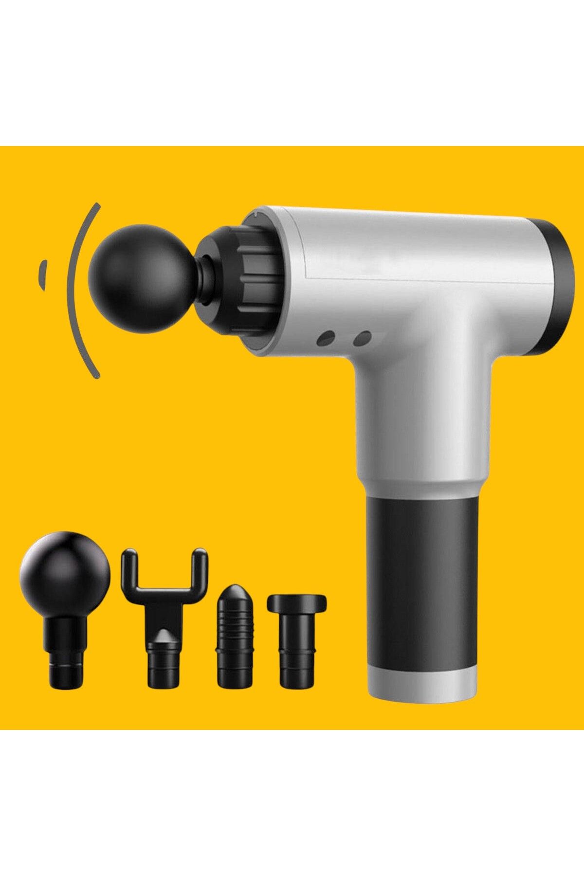 PratikAI BUFFER® 6 Farklı Seviyeli Titreşimli 4 Farklı Başlıklı Büyük Boy Masaj Tabancası