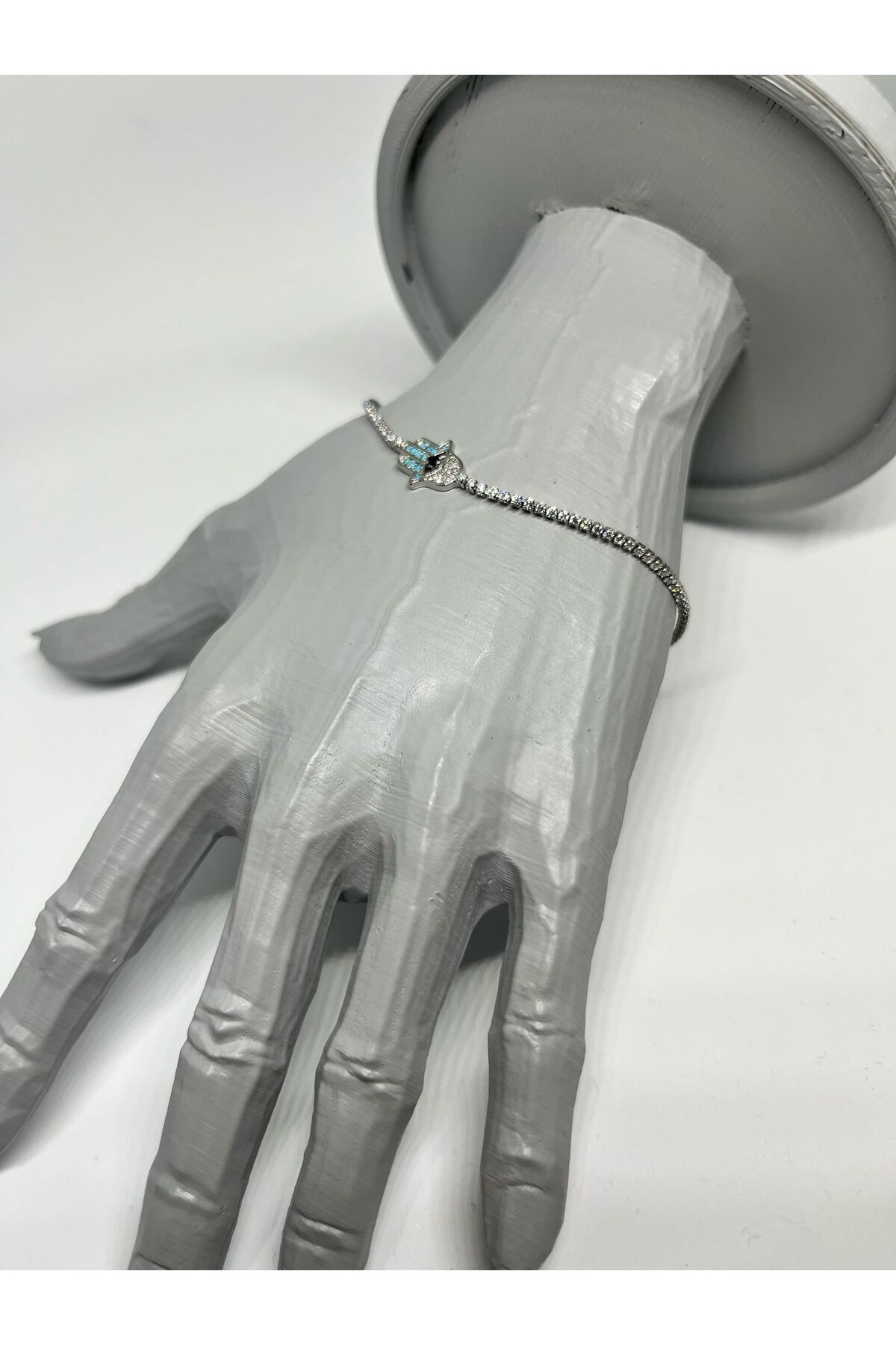 BUJİTOYS Fatma Ana El Figürlü Zikron Taşlı Bileklik Gold&gümüş