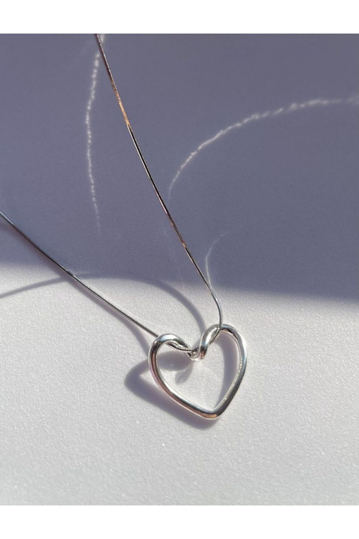 HISCOSMETIC Kadın Gümüş Silver Düğümlü Kalp Kolye
