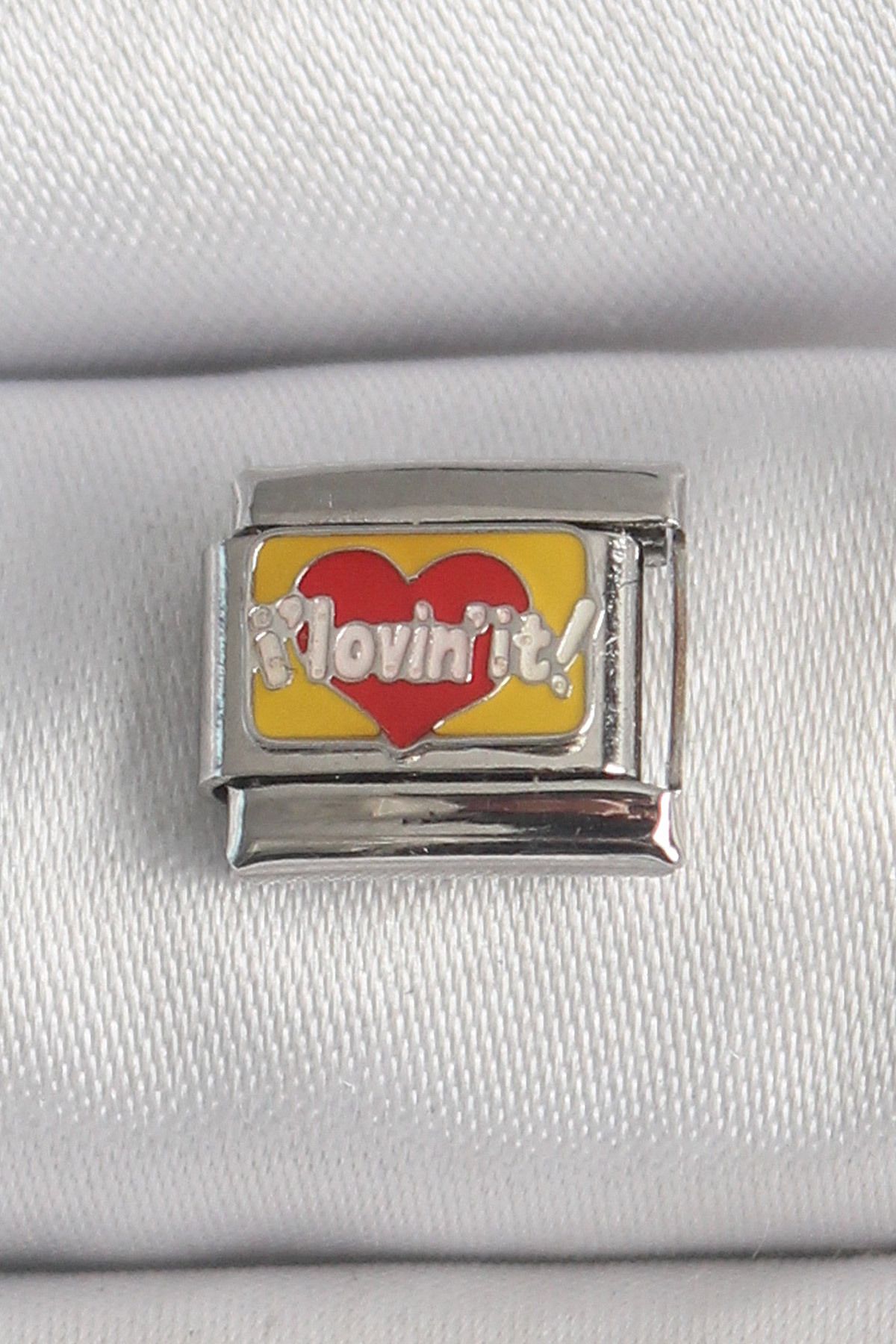Store 316L Çelik Gümüş Renk Sarı Kırmızı Kalp Bayılıyorum İşlemeli Nomination Charm
