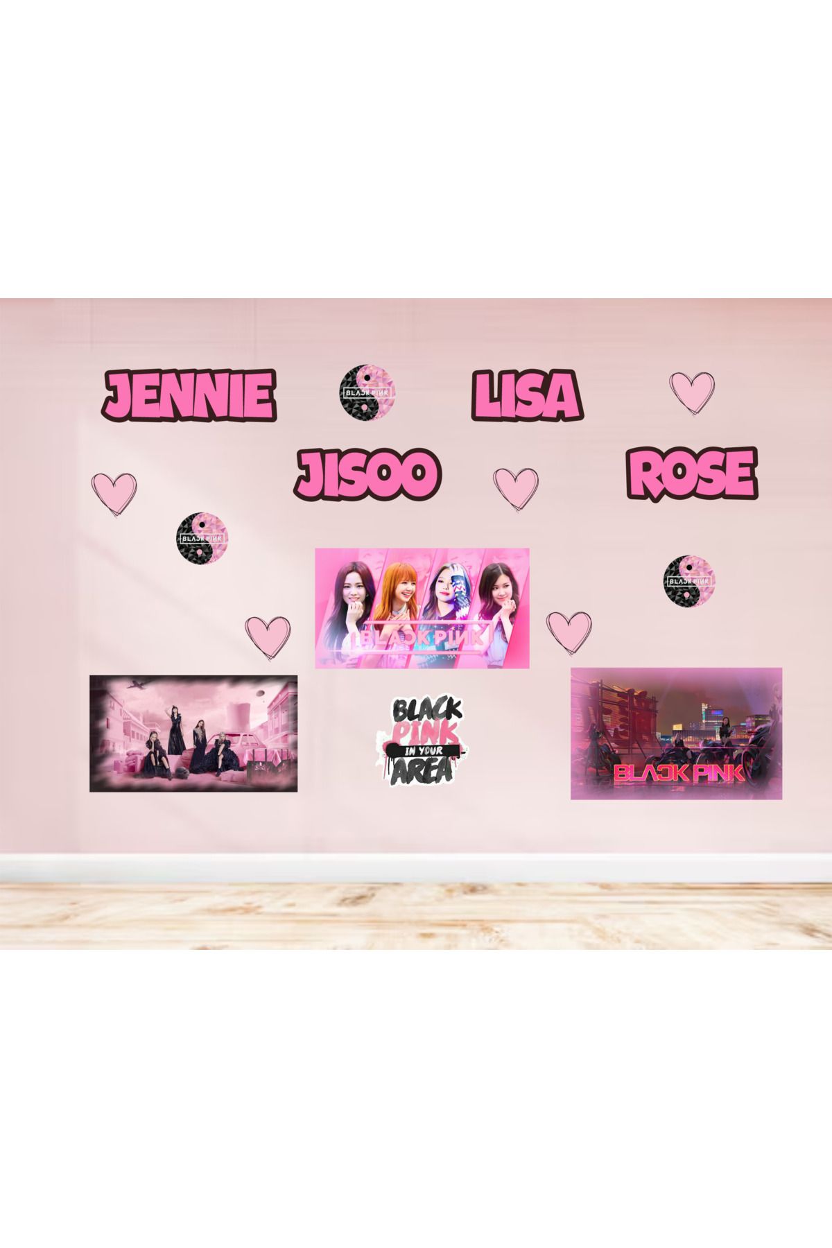 Home Black Pink Temalı Duvar Sticker Seti Genç Çocuk Duvar - Dolap - Kapı Etiketi